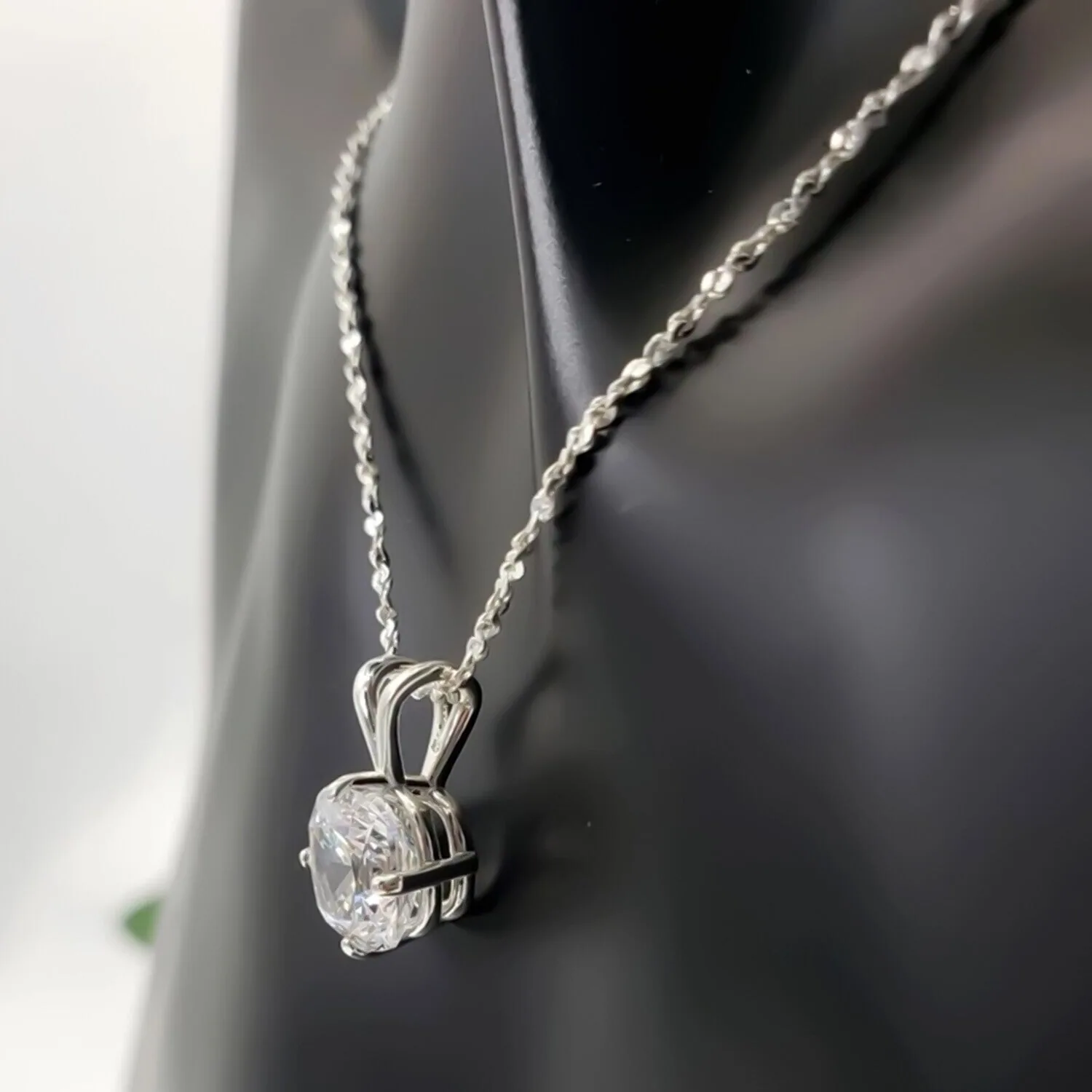 5.20 ct DEW Cushion Cut White Moissanite Solitaire Pendant Gold Vermeil Jewelry - view 4