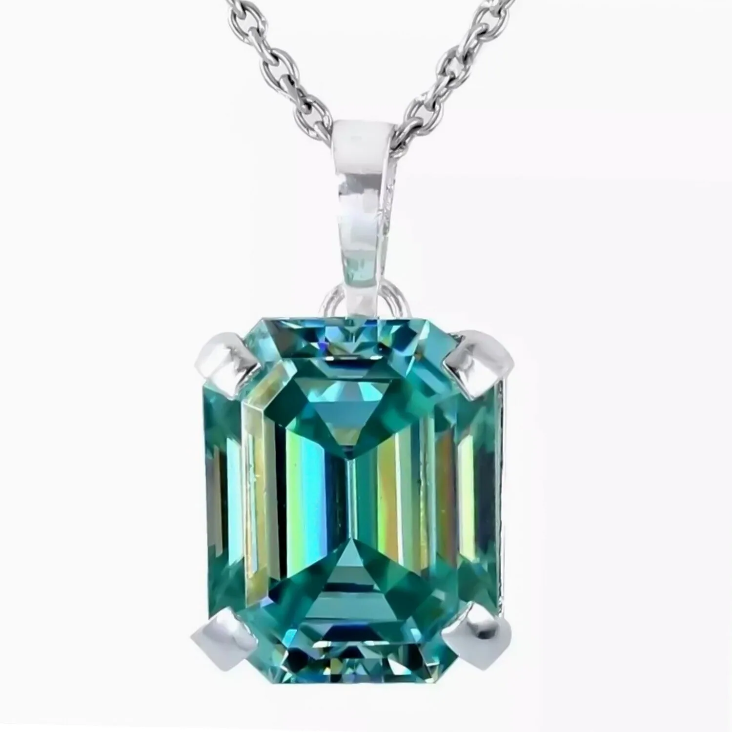 10 ct DEW Blue Moissanite Solitaire Pendant Gold Vermeil Certified Jewelry