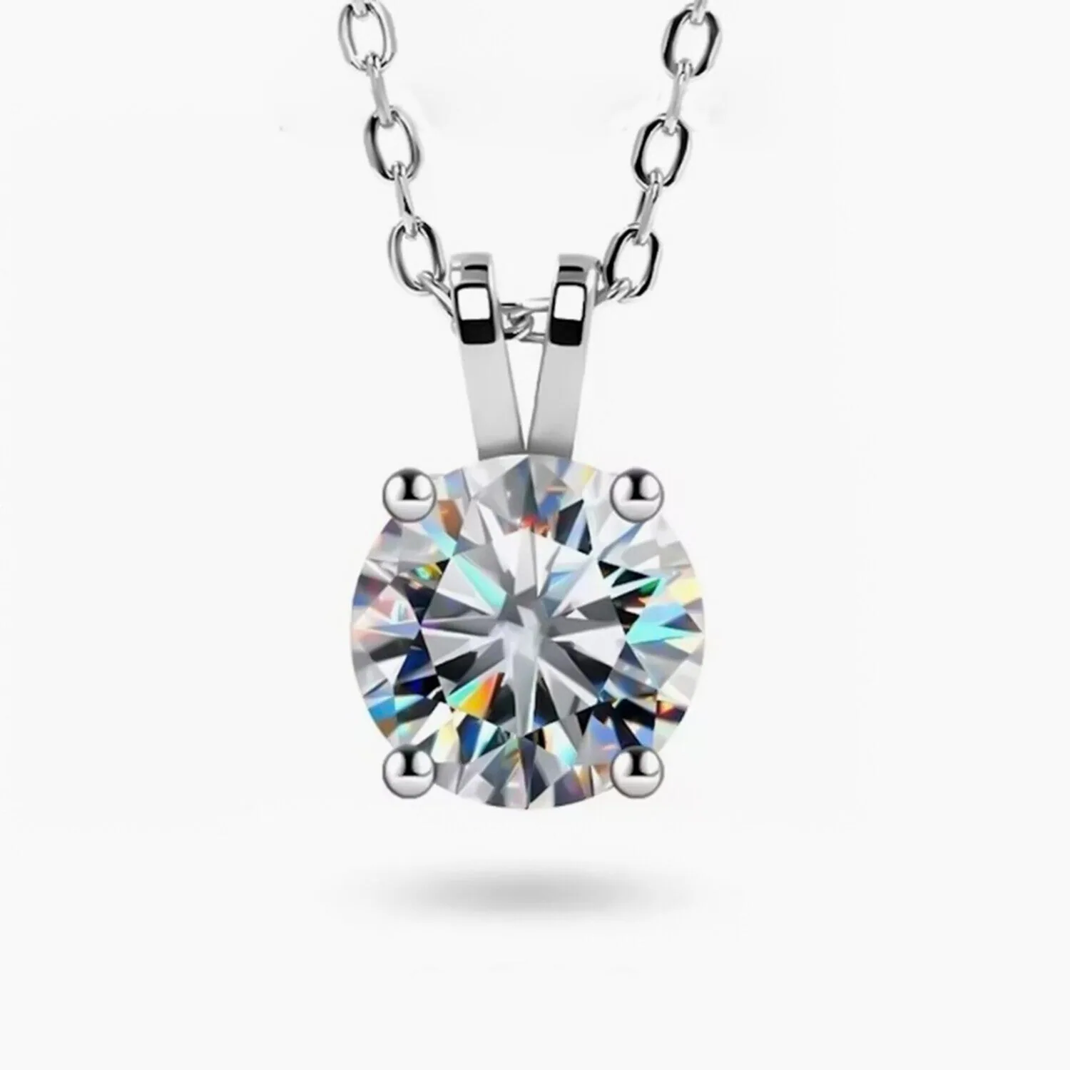 3.30 ct DEW White Moissanite Pendant 18K Gold Plated