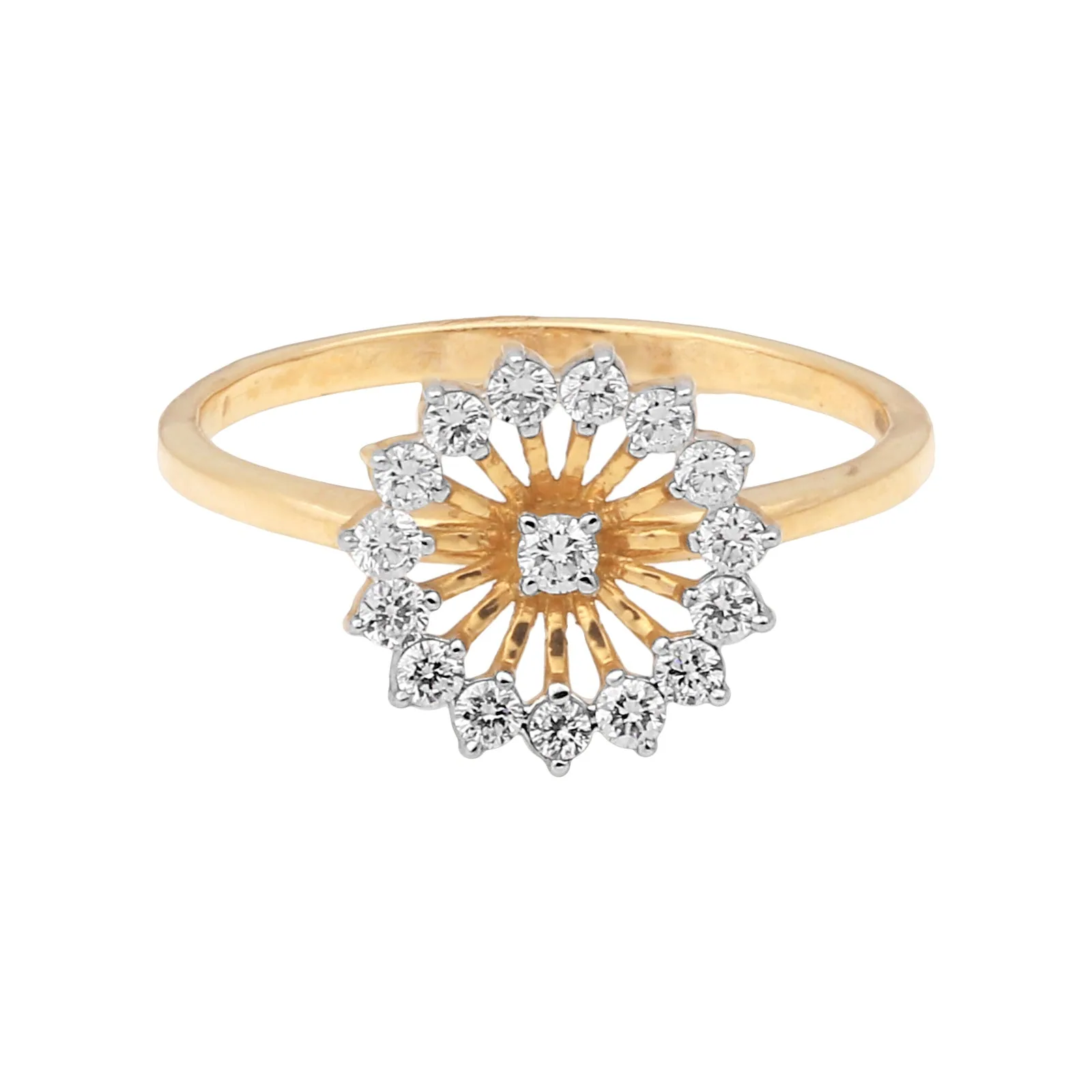 0.34Ct IGI Certified 18k Yellow Gold Floral Cocktail Diamond Ring For Engagement