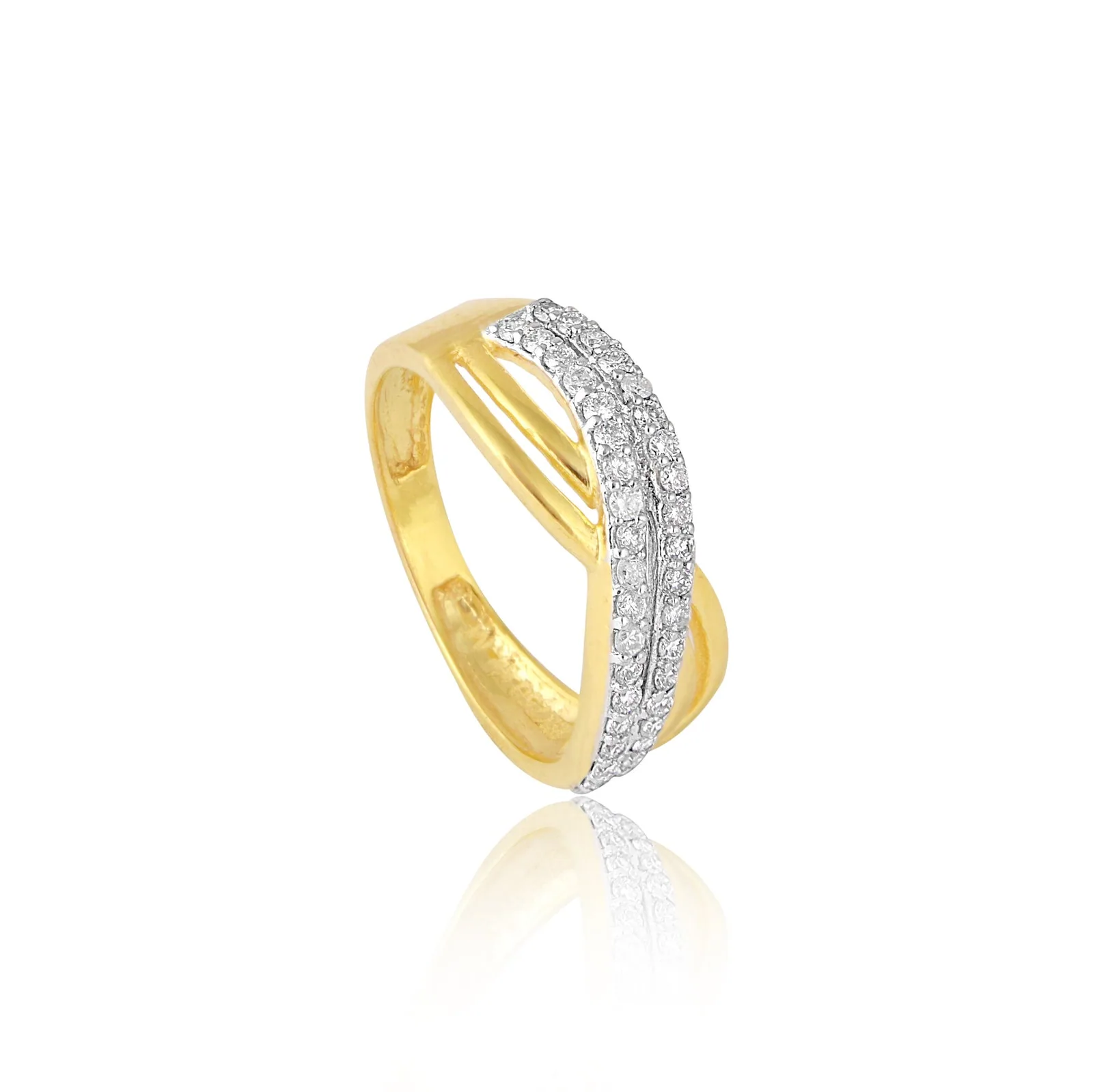 0.44 Ct. IGI Certified 18k Yellow Gold Graceful Wave GH VS Diamond Women’s Ring