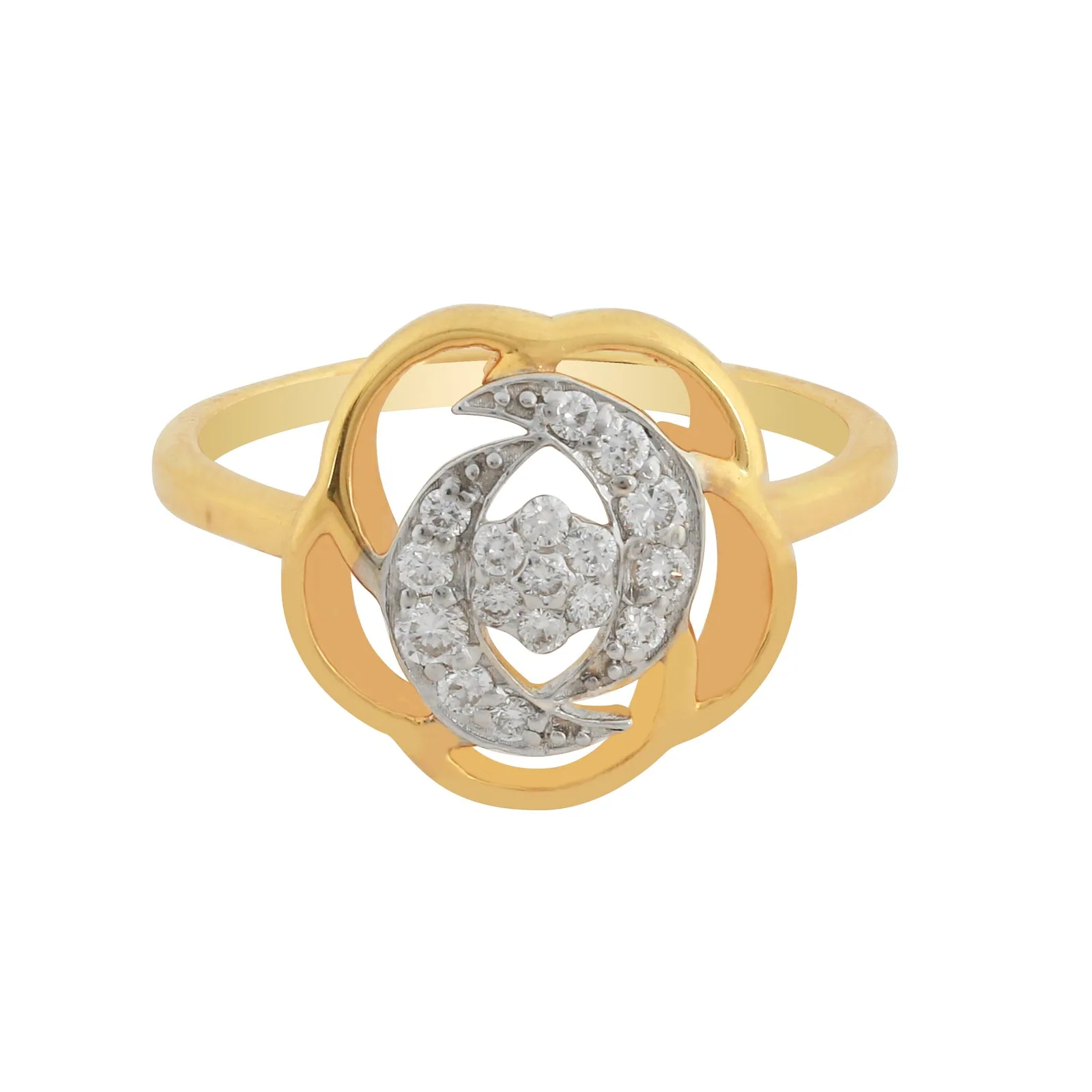 0.21 Ct. IGI Certified 18k Yellow Gold Diamond Floral Design Ring For Easter