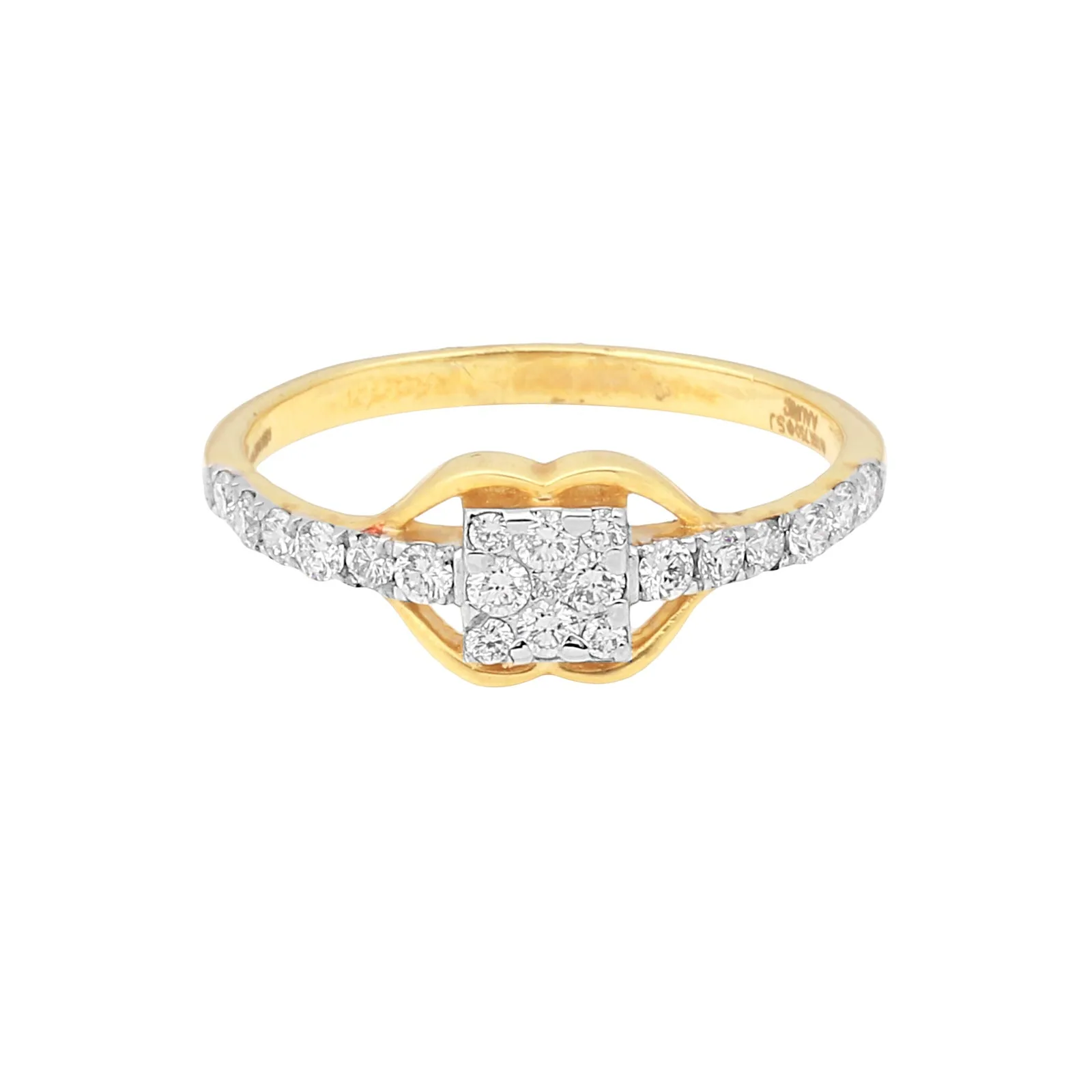 0.41 Ct. IGI Certified 18K Solid Yellow Gold Diamond Cluster Ring For Women