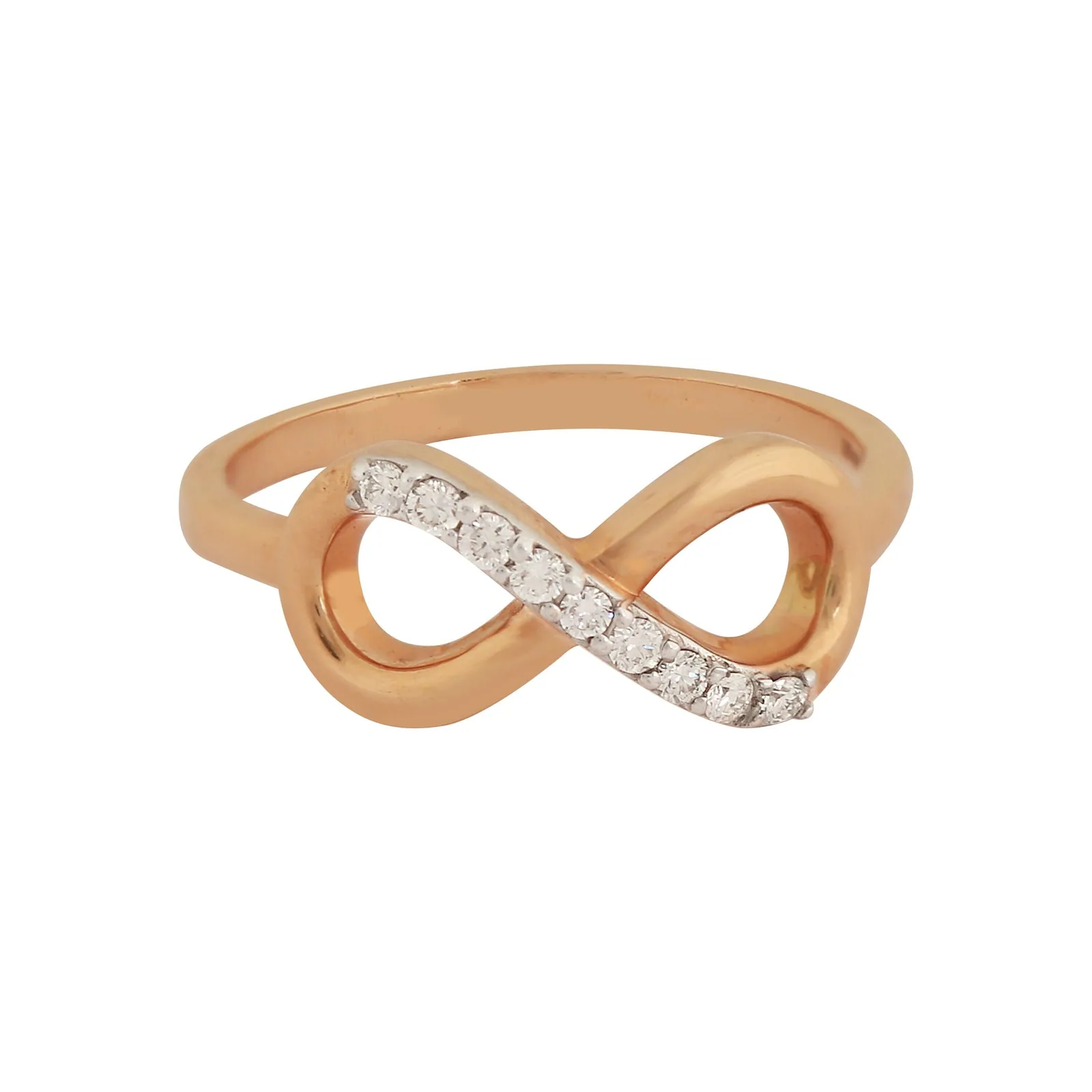 0.12 Ct. IGI Certified 18k Rose Gold Diamond Infinity Love Band Promise Ring