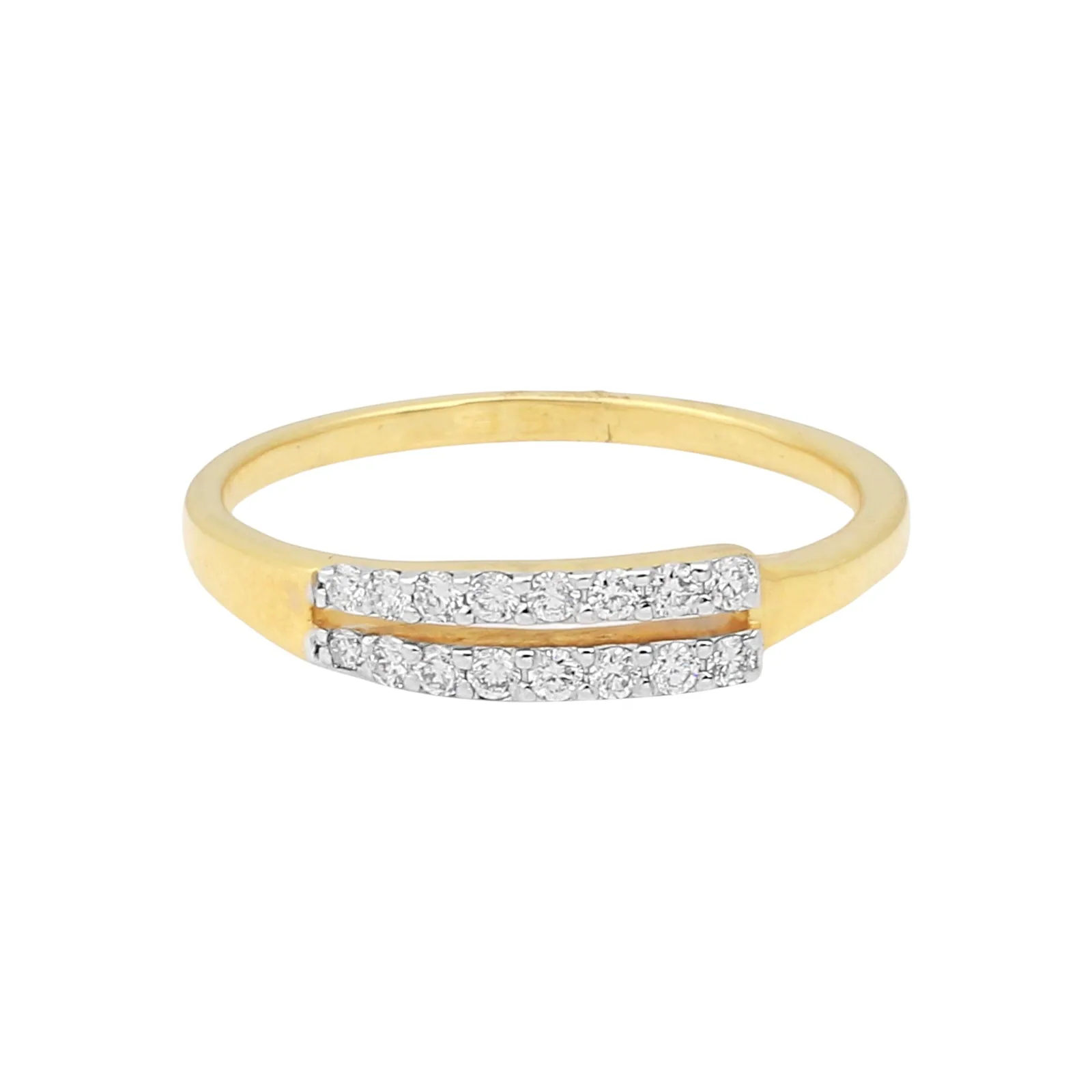 0.20 Ct. IGI Certified 18k Yellow Gold Two Row HI VS Diamond Pave Band Ring