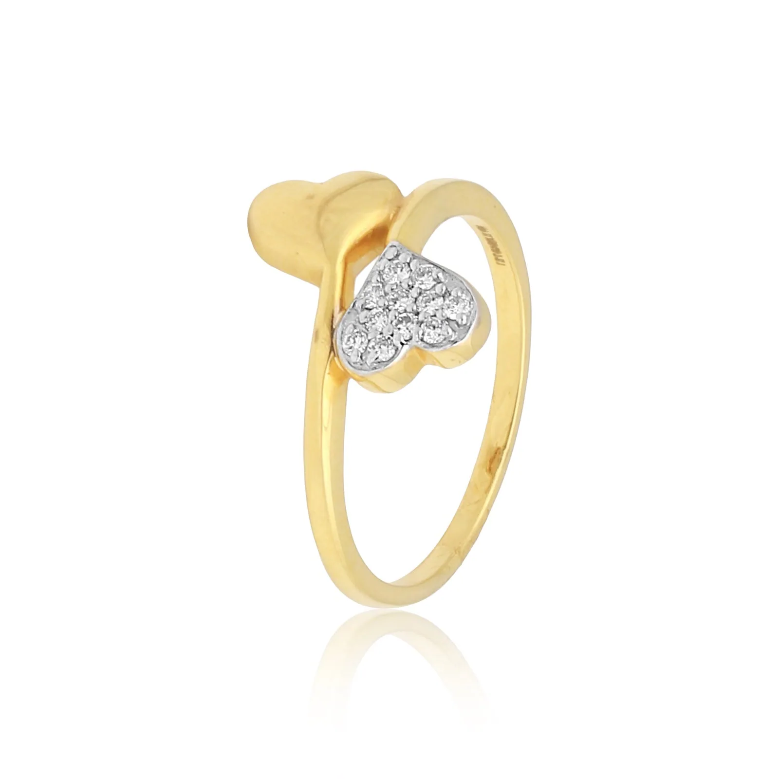 0.10 Ct. IGI Certified Natural Diamond 18k Heart Crossover Yellow Gold Ring - view 5