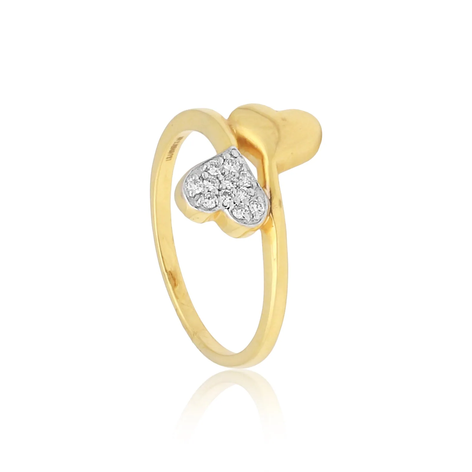 0.10 Ct. IGI Certified Natural Diamond 18k Heart Crossover Yellow Gold Ring - view 6