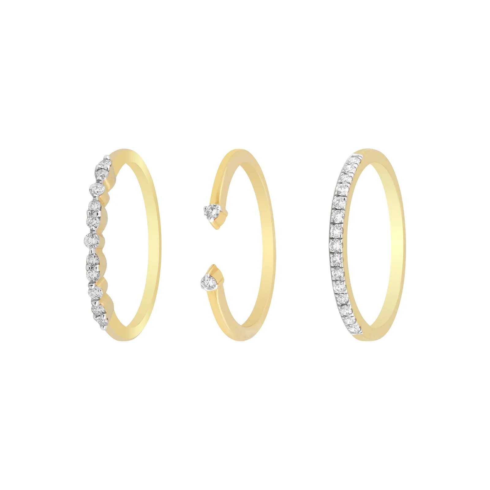 0.35 Ct. IGI Certified Natural Diamond 18k Yellow Gold Stackable Ring Set of 3