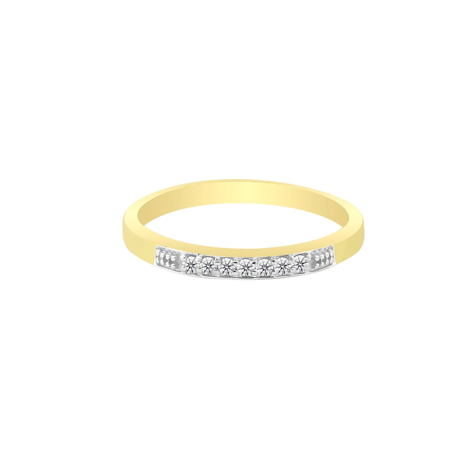 0.08 Ct. IGI Certified Natural Diamond 18k Solid Yellow Gold Bar Band Ring