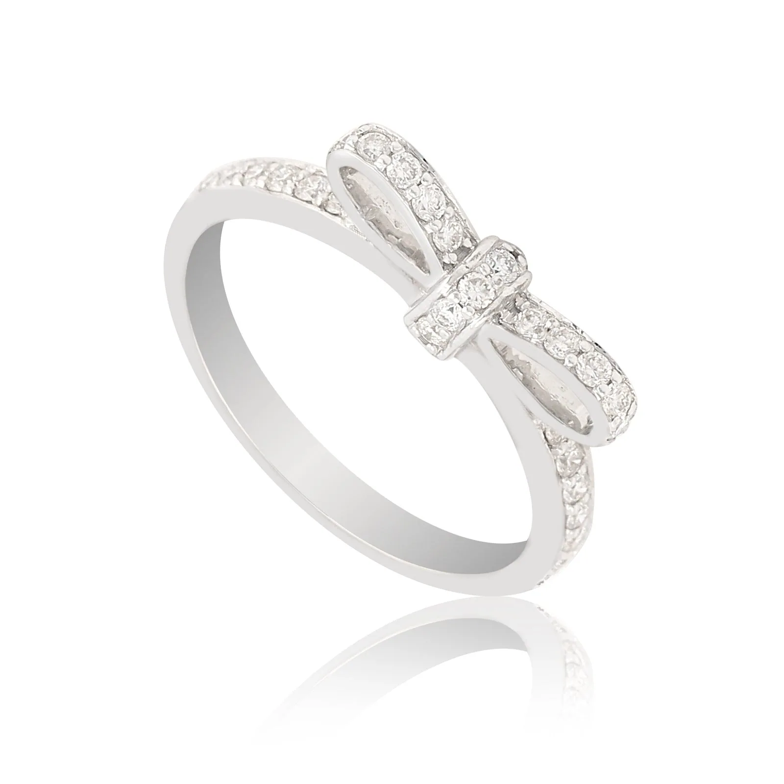 0.36 Ct. IGI Certified Natural Diamond 18k White Gold Solitaire Bypass Ring - view 3