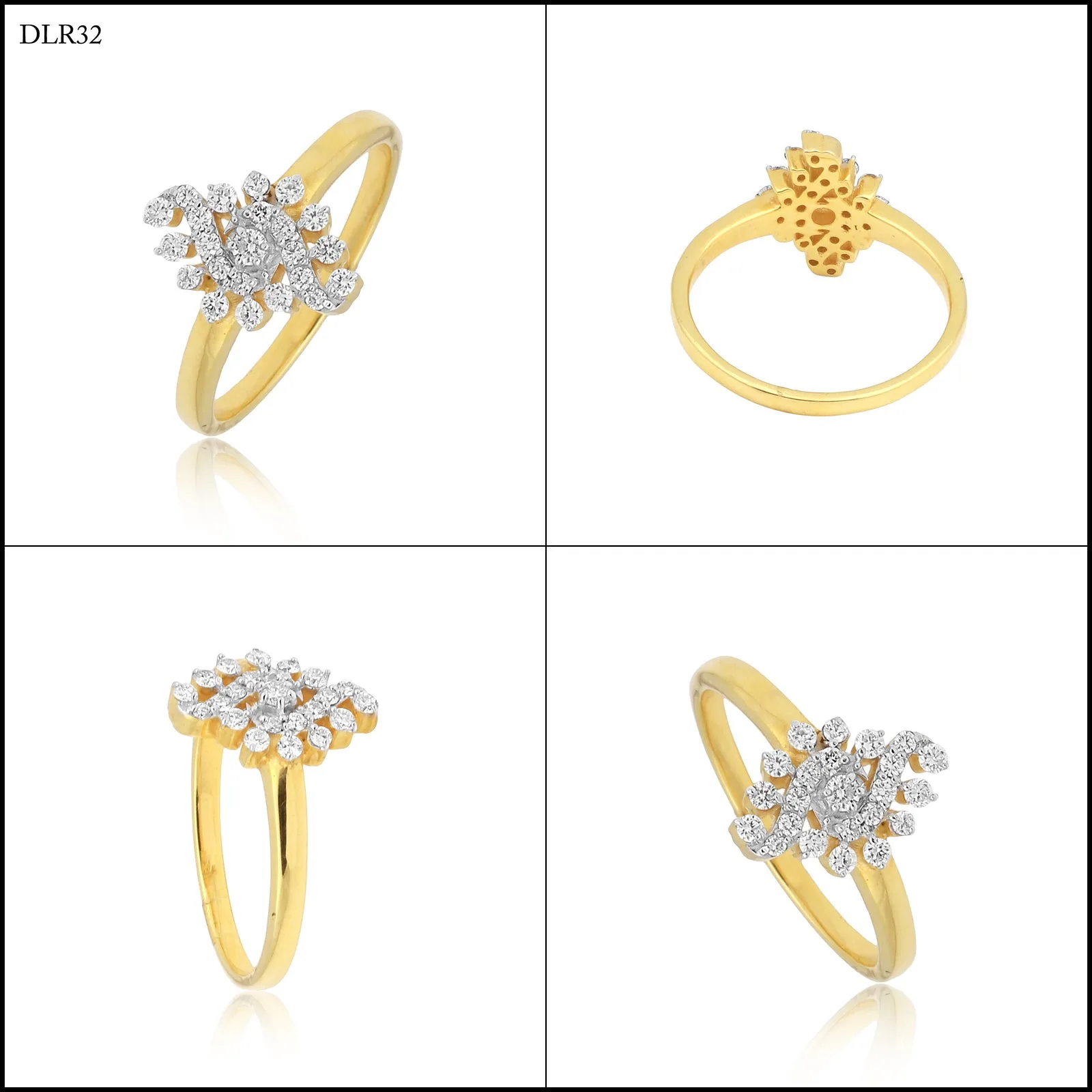 0.27 Ct. IGI Certified Natural Diamond 18k Yellow Gold Floral Cluster Ring - view 9