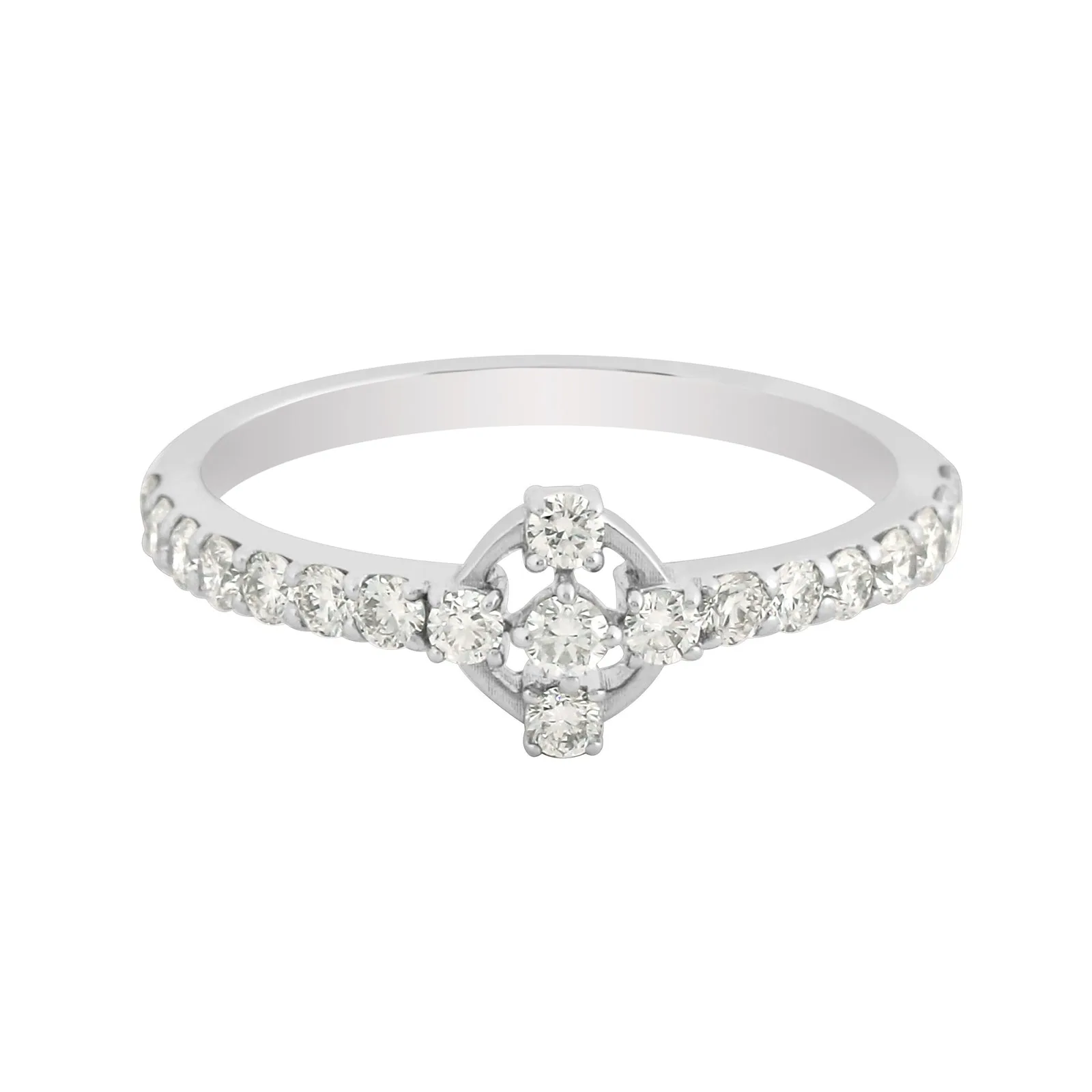 0.47 Ct. IGI Certified Natural Diamond 18k White Gold Cluster Engagement Ring