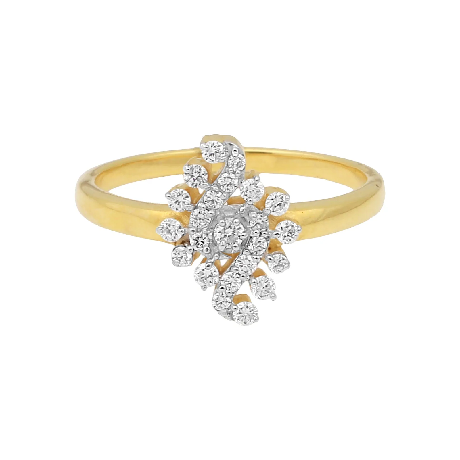 0.27 Ct. IGI Certified Natural Diamond 18k Yellow Gold Floral Cluster Ring
