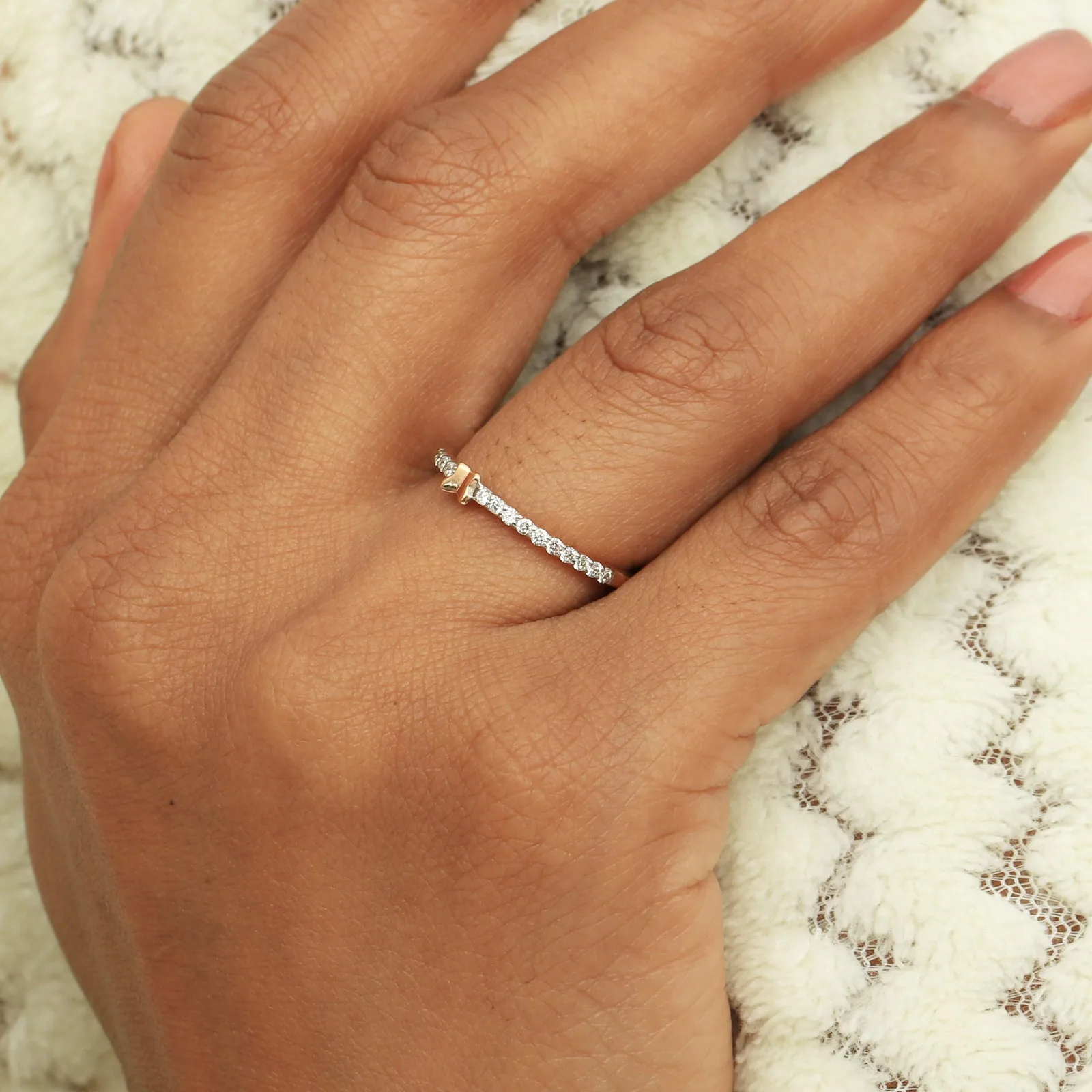 0.41 Ct. IGI Certified Natural Diamond 18k Rose Gold Butterfly Ring For Gift - view 4