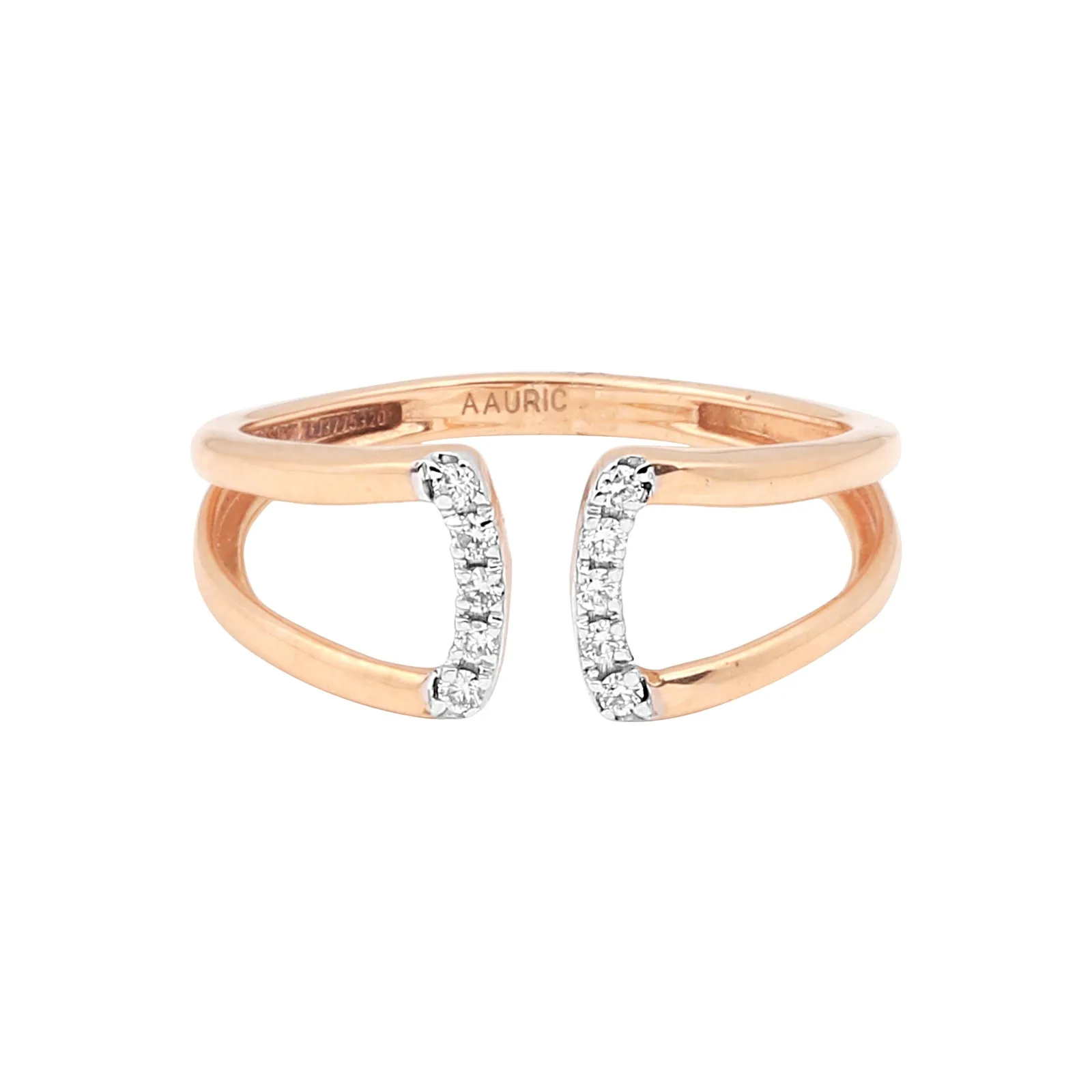 0.08 Ct. IGI Certified Natural Diamond 18k Rose Gold Cuff Ring For Women