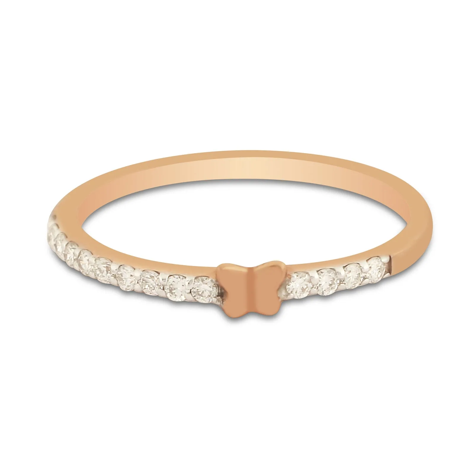 0.41 Ct. IGI Certified Natural Diamond 18k Rose Gold Butterfly Ring For Gift - view 3