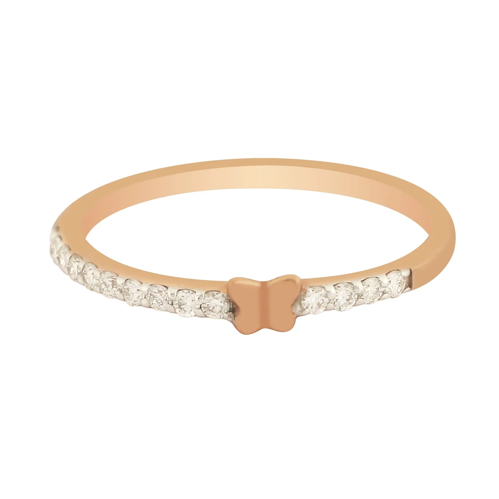 0.41 Ct. IGI Certified Natural Diamond 18k Rose Gold Butterfly Ring For Gift