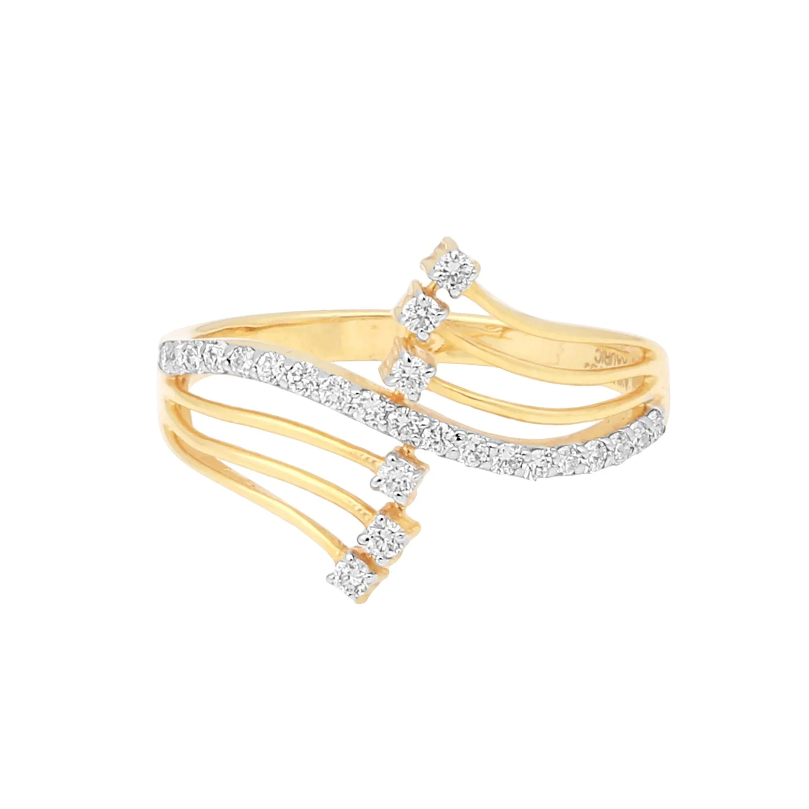 0.23 Ct. IGI Natural Diamond Wave Design Ring in 18K Yellow Gold for Women Gift