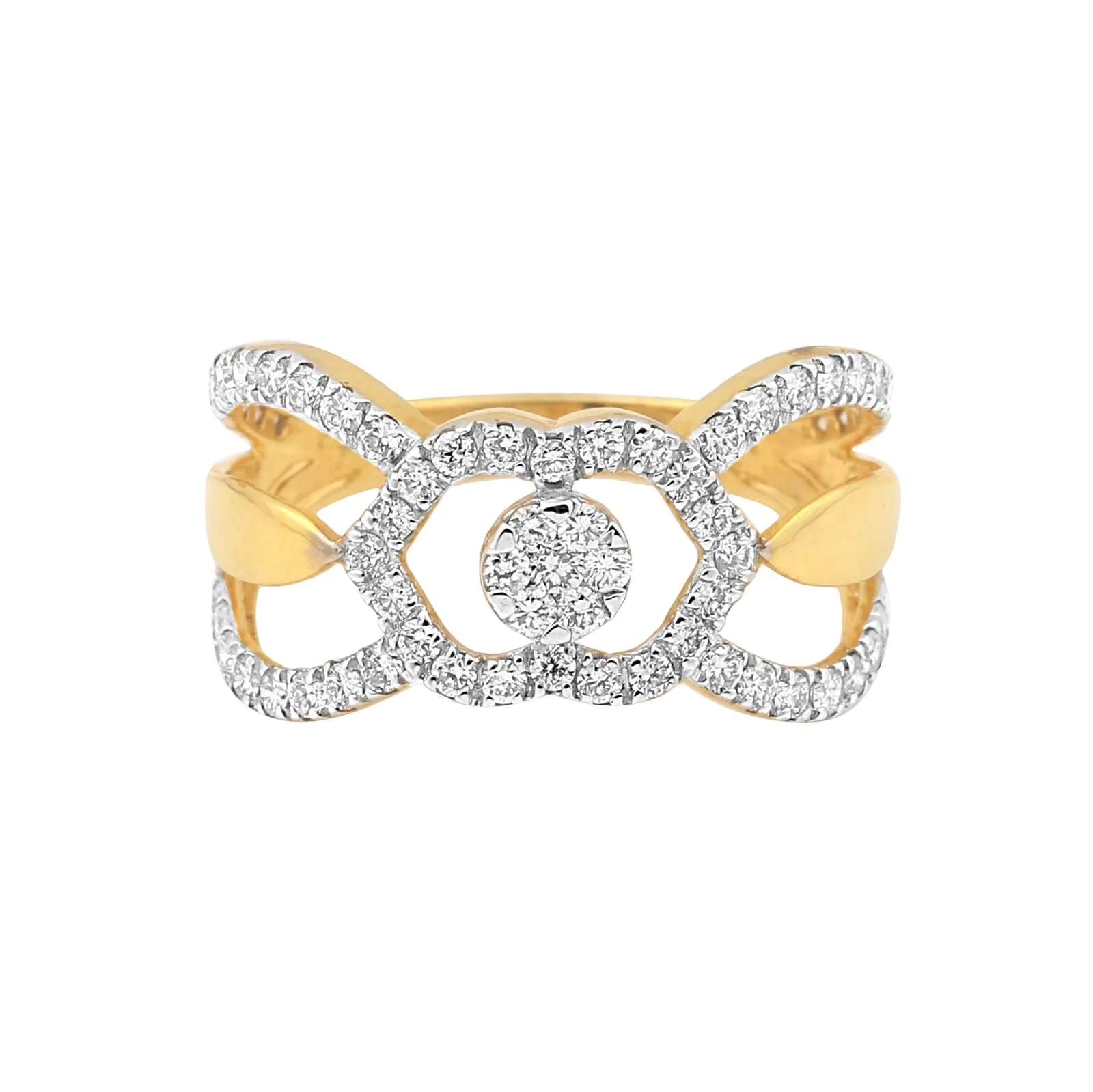 0.74 Ct. IGI Natural Diamond Designer Ring in 18K Yellow Gold for Anniversary