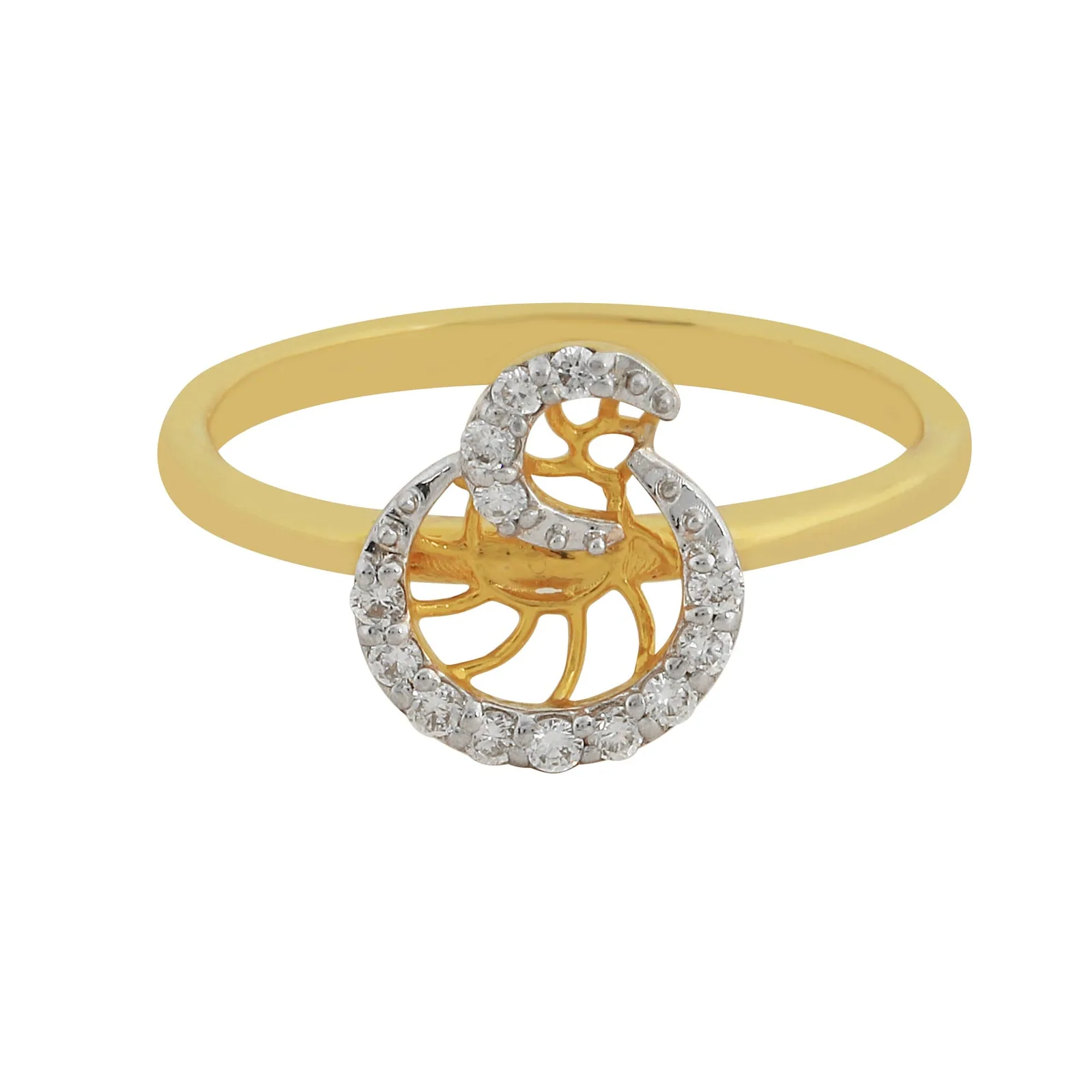 0.14 Ct. IGI Cert Natural Diamond 18k Yellow Gold Geometric Bypass Ring