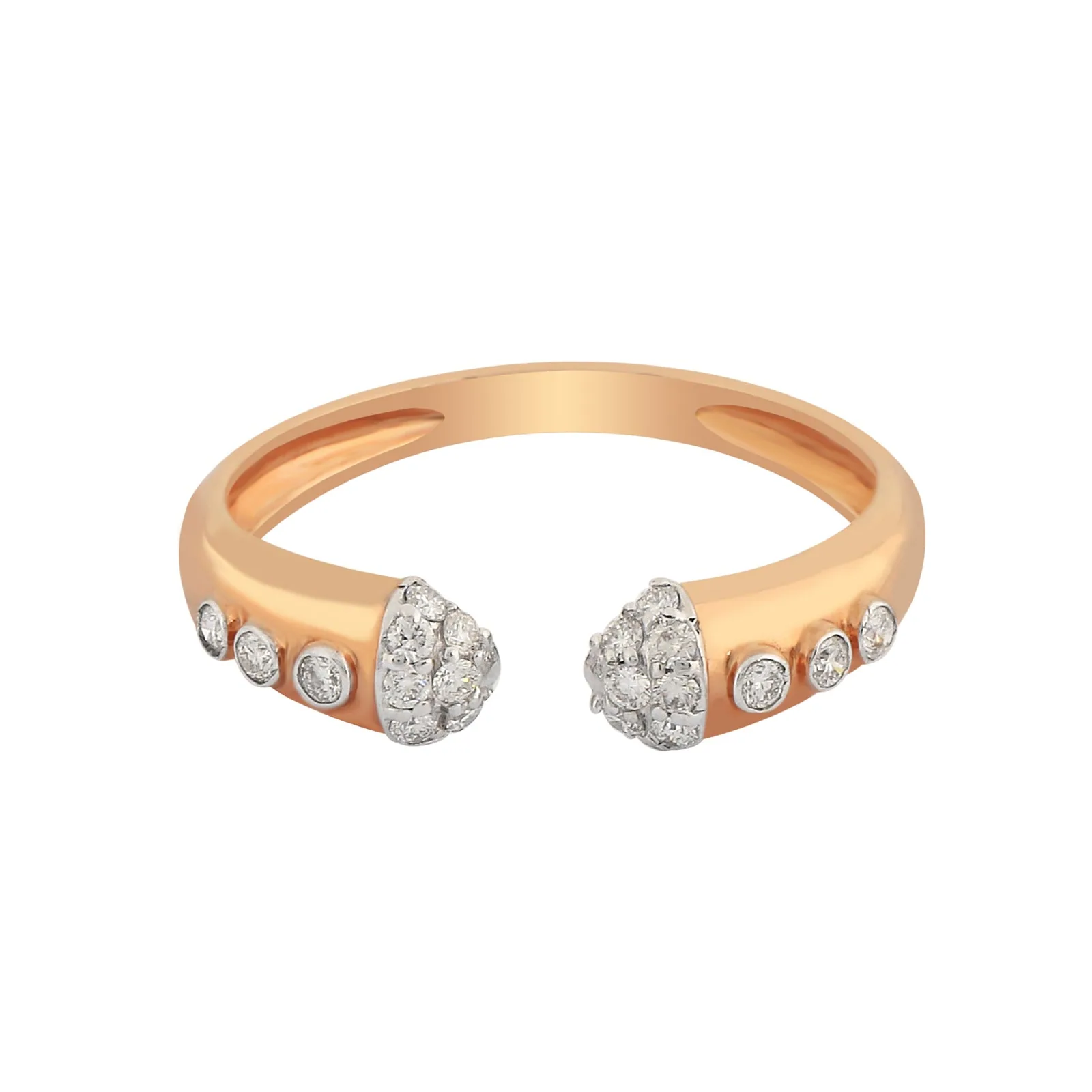 0.21 Ct. IGI Certified 18K Rose Gold Open Bypass GH VS Diamond Band Ring