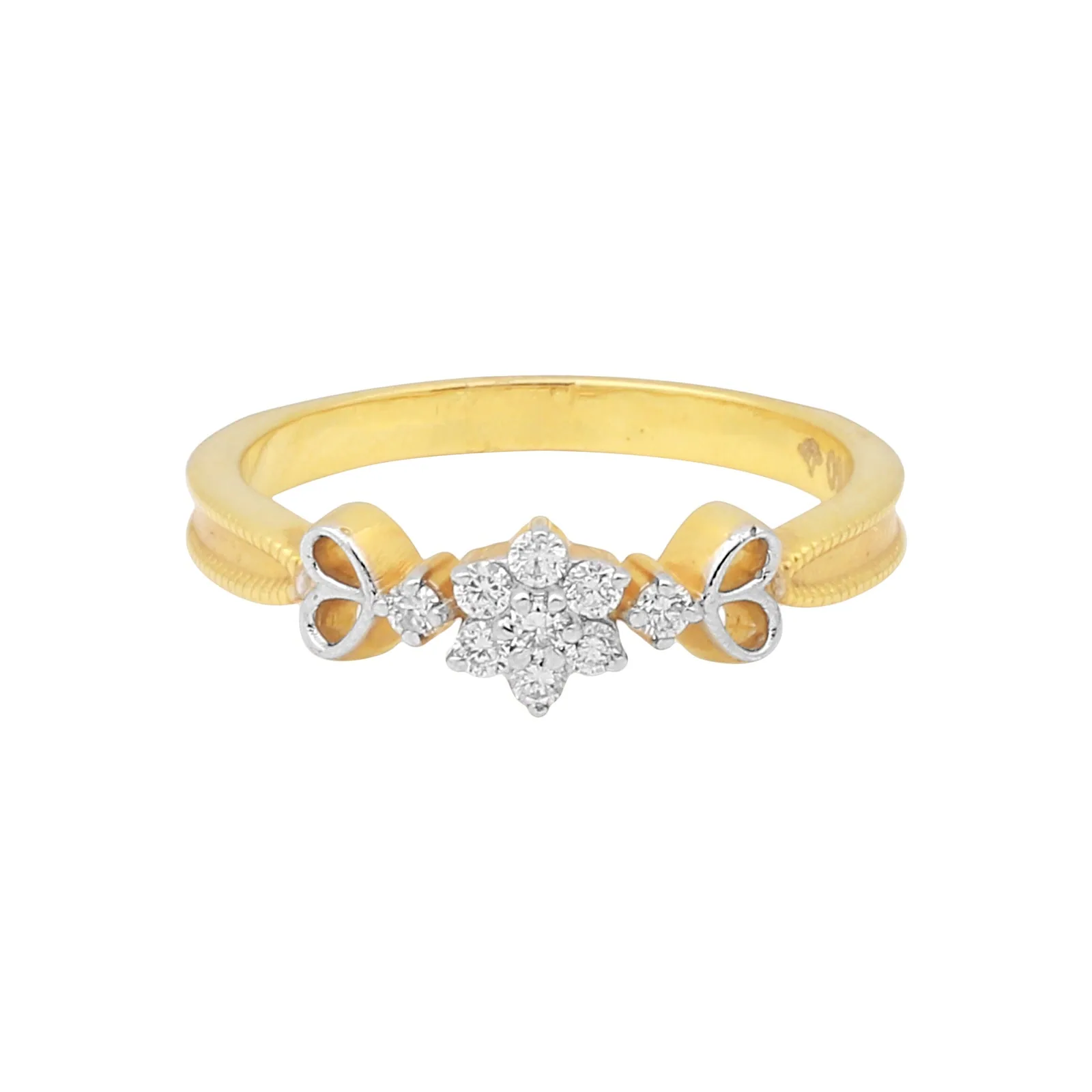 0.10 Ct. IGI Certified Delicate Diamond Flower Ring 18K Yellow Gold Fine Jewelry