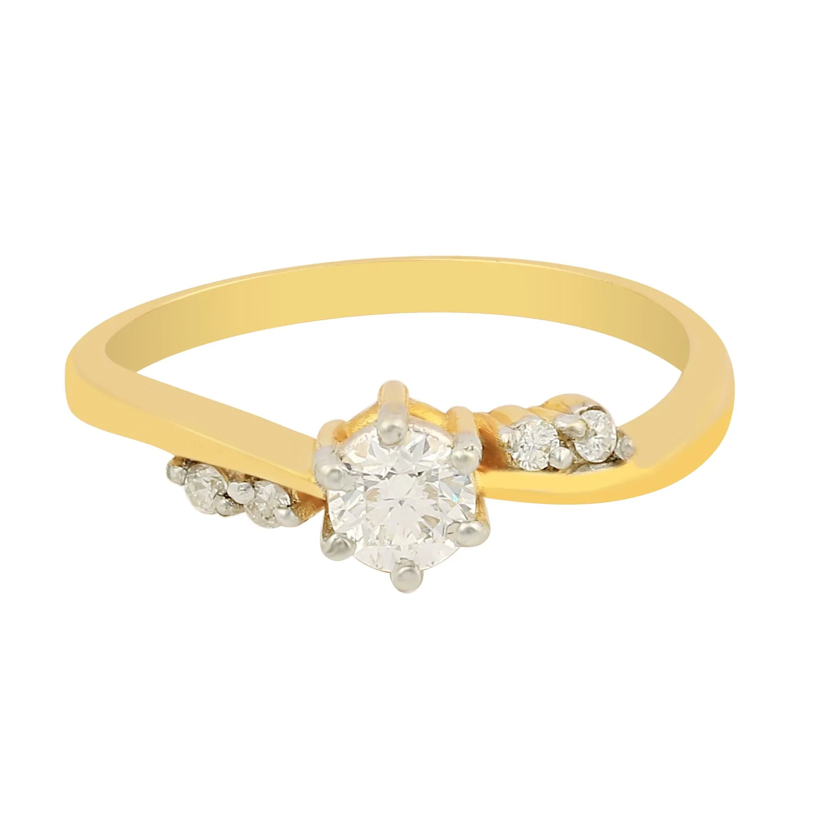 0.40 Ct. IGI Certified 18K Yellow Gold GH VS Diamond Twist Engagement Ring
