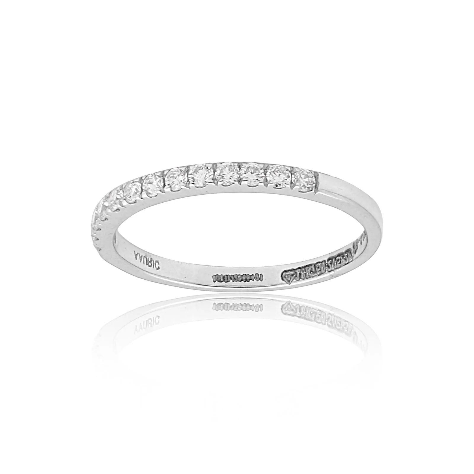 0.25 Ct. IGI Certified 18k White Gold GH VS Diamond Half Eternity Band Ring - view 5