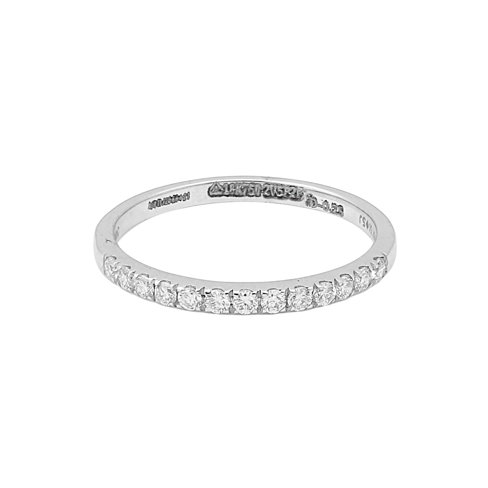 0.25 Ct. IGI Certified 18k White Gold GH VS Diamond Half Eternity Band Ring