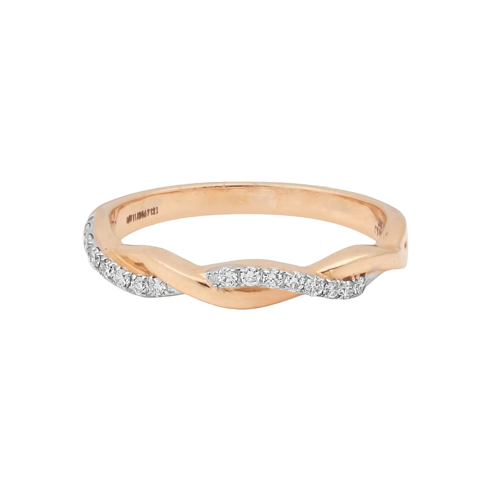0.09 Ct. IGI Certified 18k Yellow Gold Diamond Twist Ring Wedding Eternity Band