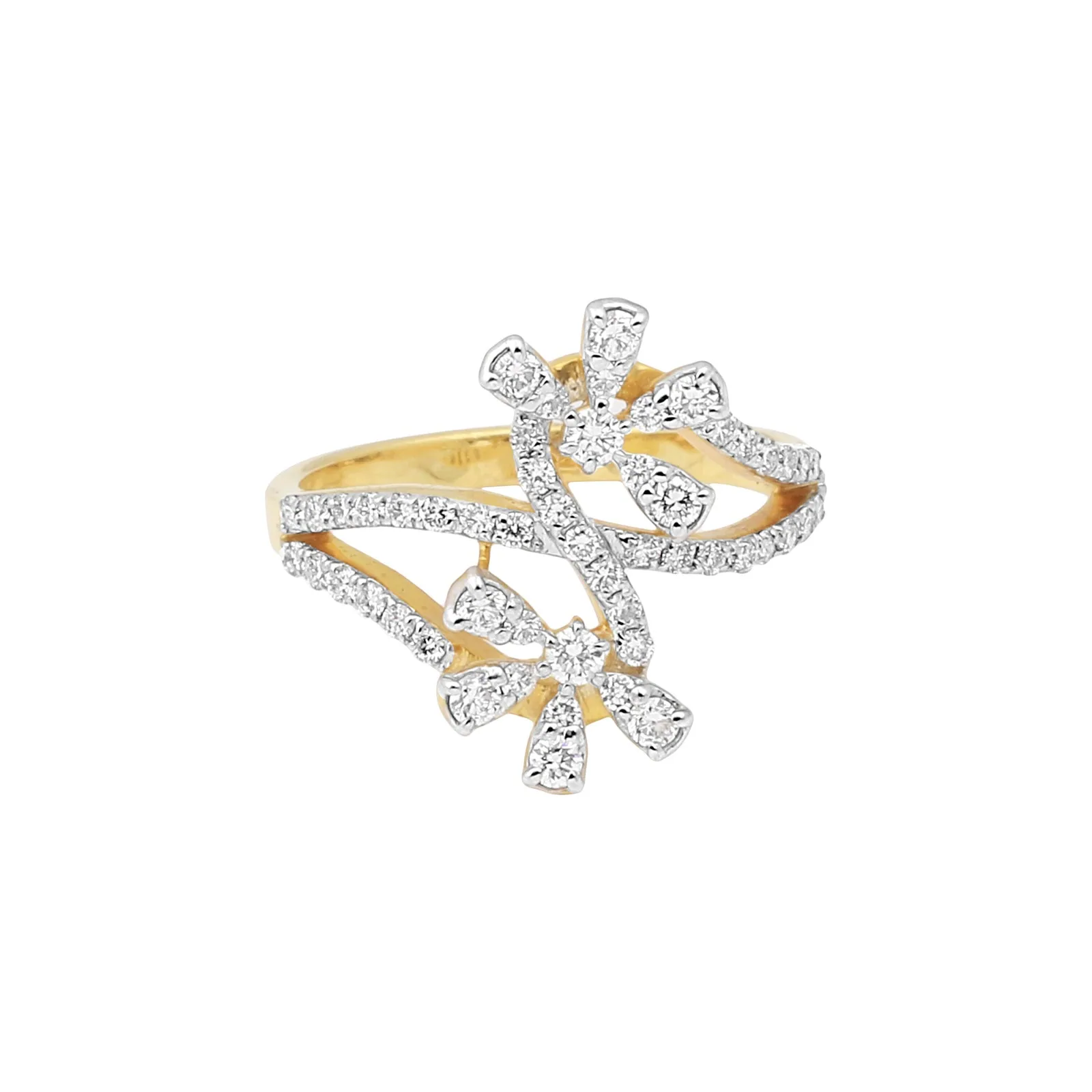 0.64 Ct. IGI Natural Diamond Floral Design Ring in 18K Yellow Gold for Women