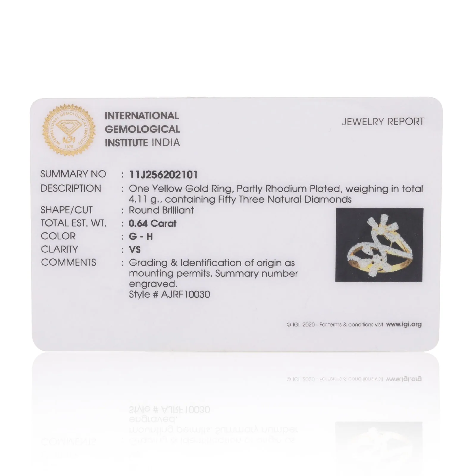 0.64 Ct. IGI Natural Diamond Floral Design Ring in 18K Yellow Gold for Women - view 5