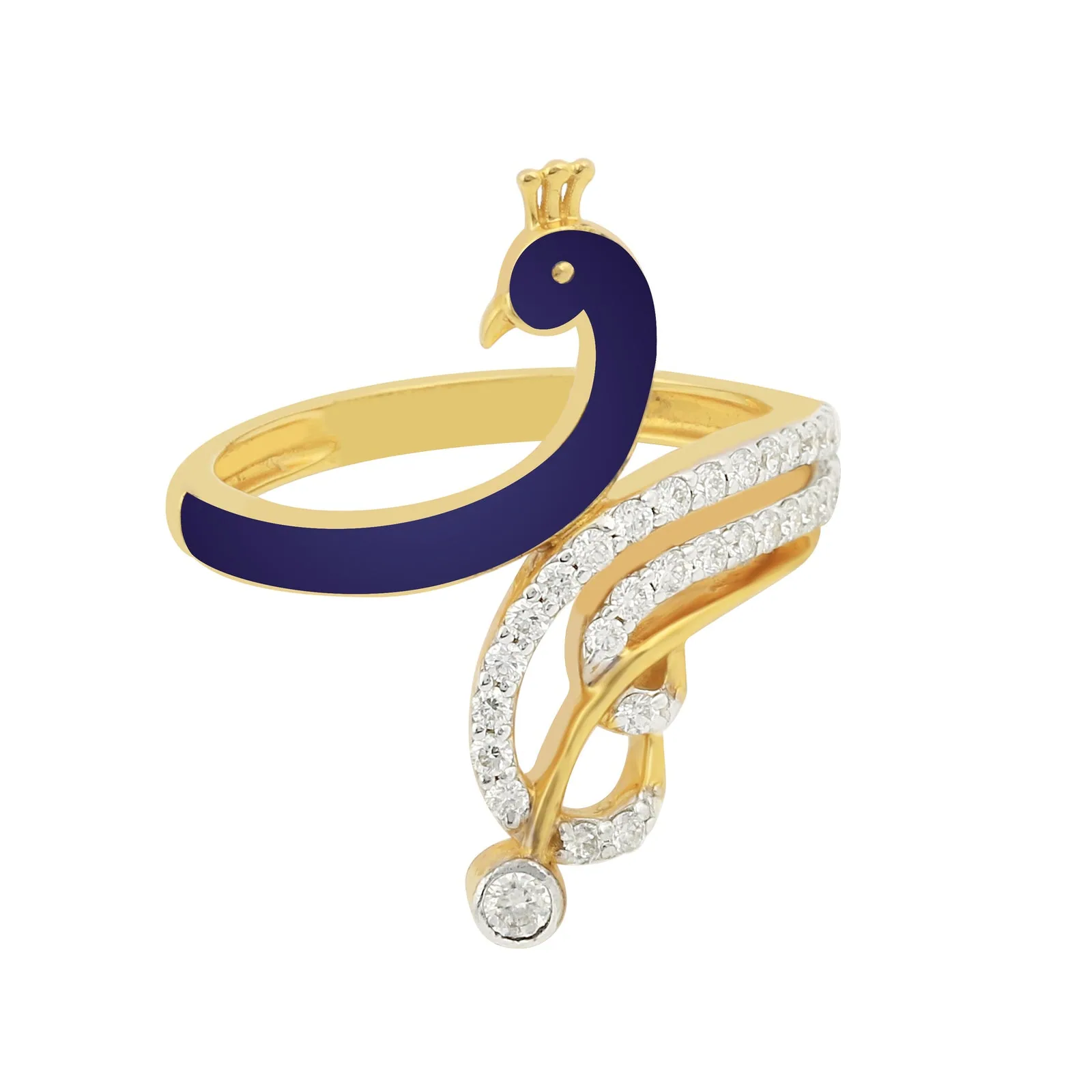 0.29 Ct. IGI Natural Diamond Peacock Ring in 18K Gold for Women Birthday Gift