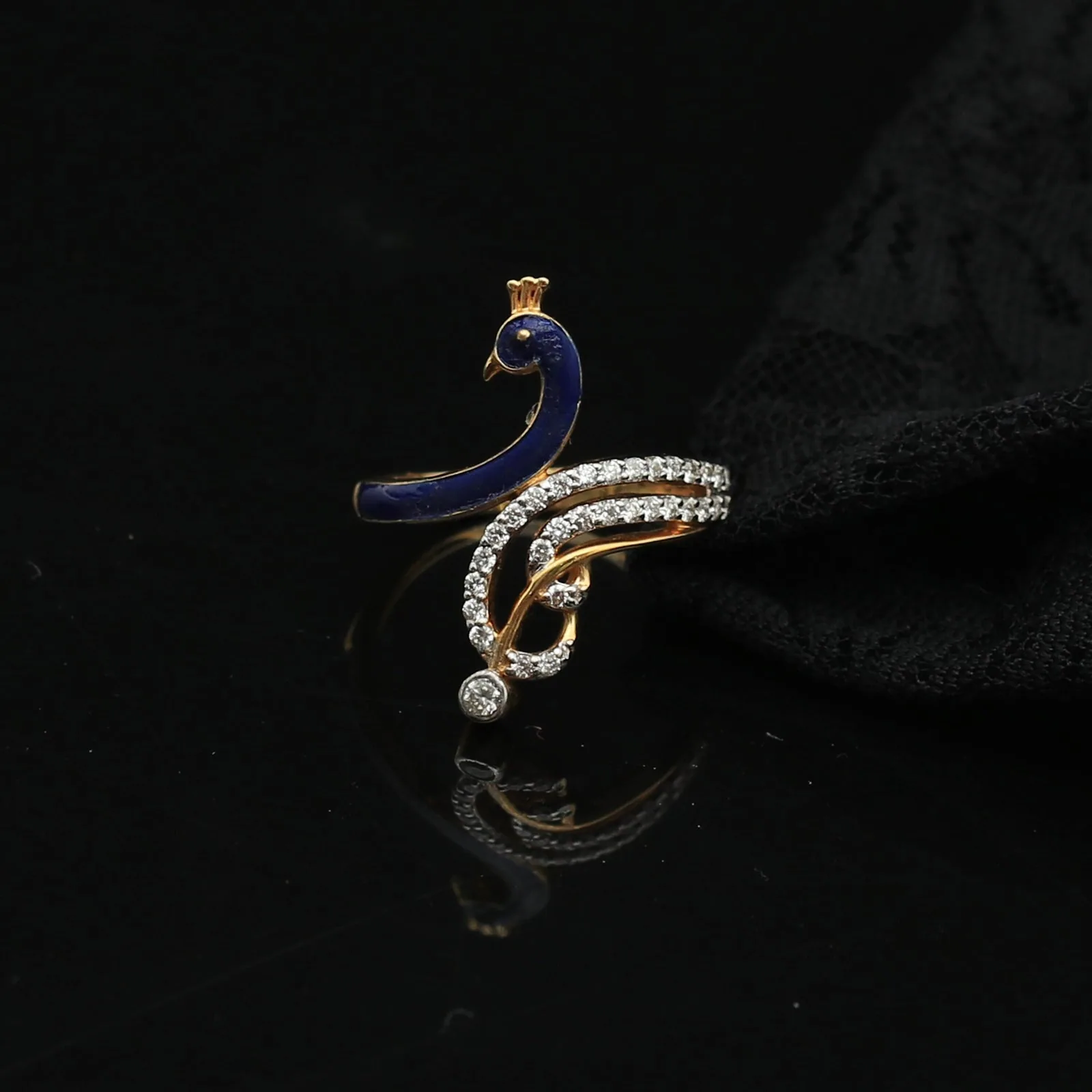 0.29 Ct. IGI Natural Diamond Peacock Ring in 18K Gold for Women Birthday Gift - view 2