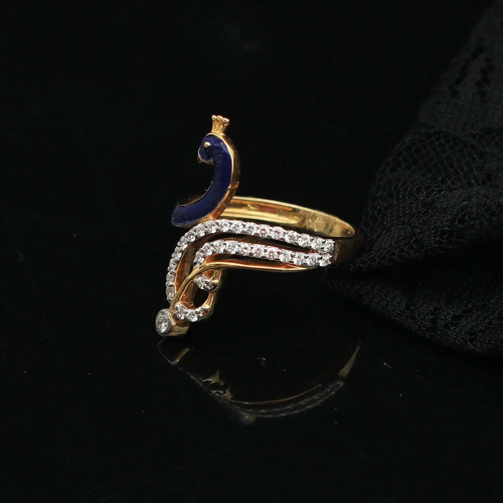 0.29 Ct. IGI Natural Diamond Peacock Ring in 18K Gold for Women Birthday Gift - view 3