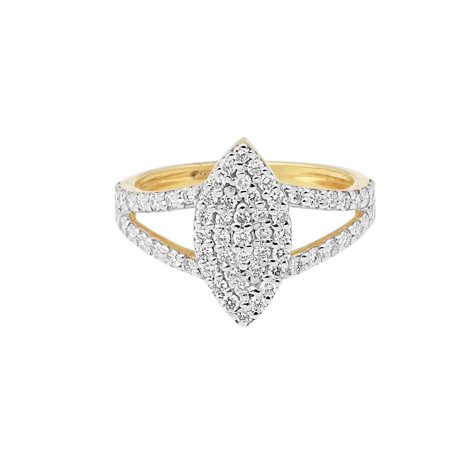 0.75 Ct. IGI Natural Diamond Marquise Cluster Ring in 18K Yellow Gold for Women