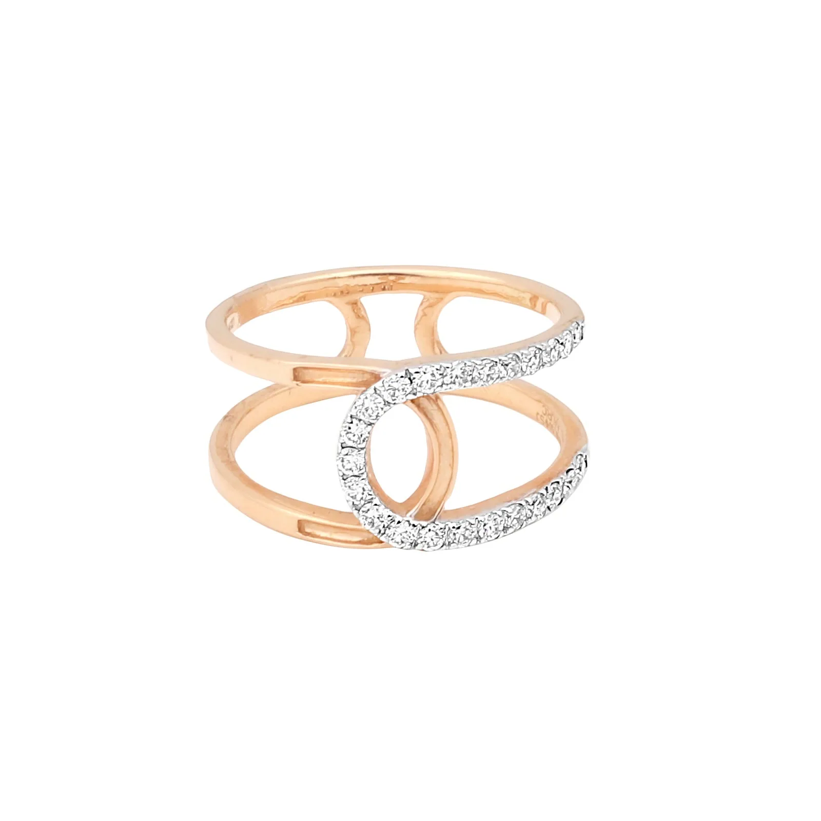 0.33 Ct. IGI Natural Diamond Rose Gold Open Band Ring in 18K for Women Gift