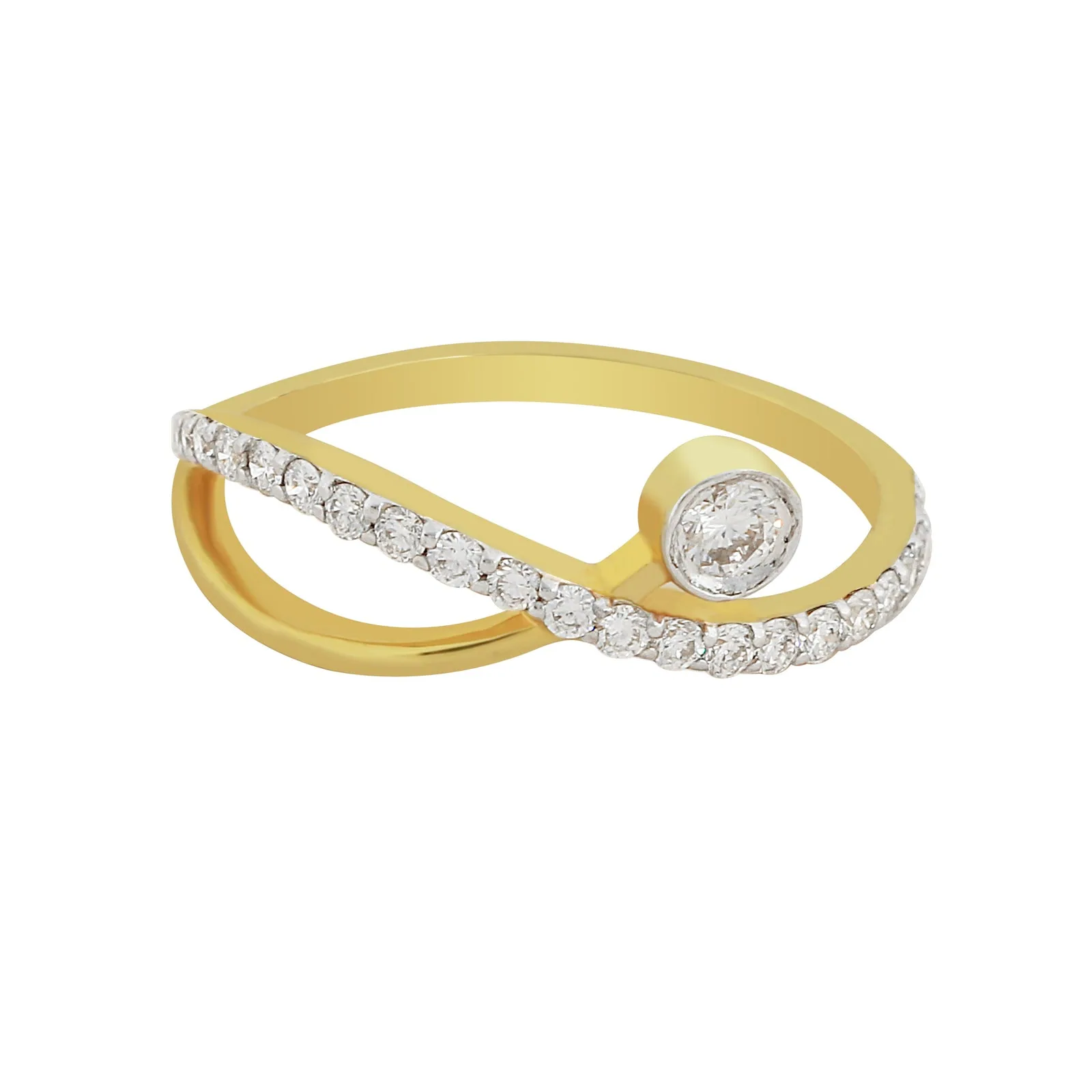 0.39 Ct. IGI Certified Natural Diamond 18k Yellow Gold Infinity Ring For Wife