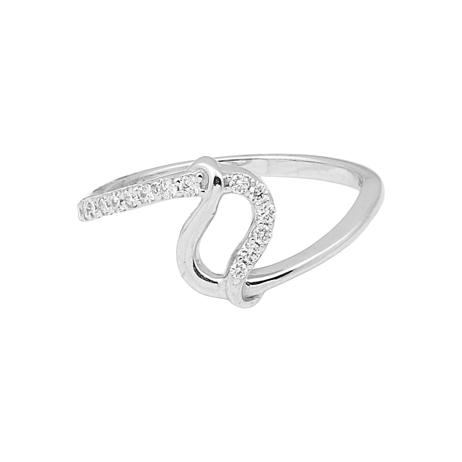 0.16 Ct. IGI Certified Natural Diamond 18k White Gold Loop Ring For Women