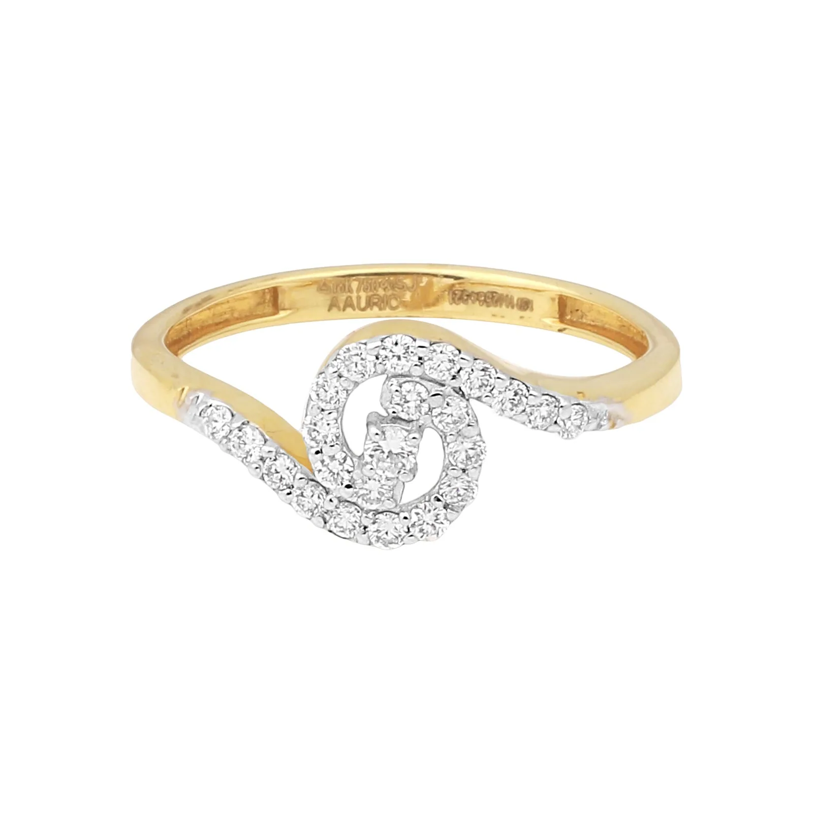 0.28 Ct. IGI Certified Natural Diamond 18k Solid Yellow Gold Bypass Ring