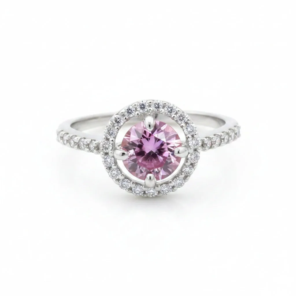 Certified 1.5ct VVS1 Pink Moissanite Solitaire Ring for Gift Use – 18K Gold Vermeil