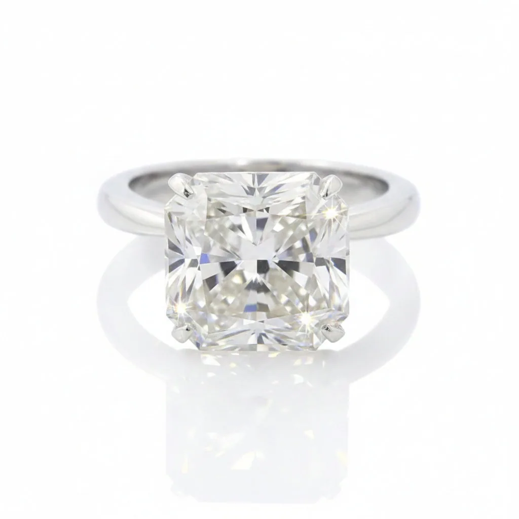 Certified 4.90ct VS1 Radiant White Moissanite Ring For Birthday 18K Gold Plated