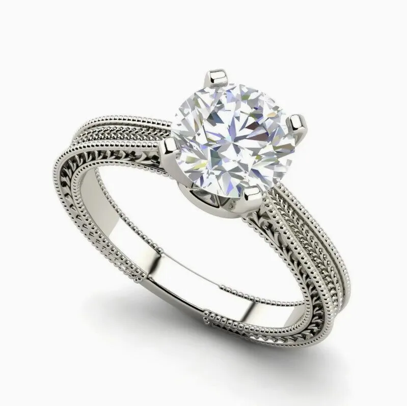 Certified 3ct VVS2 F Moissanite Ring for Gift in Solid 18K Gold Plated