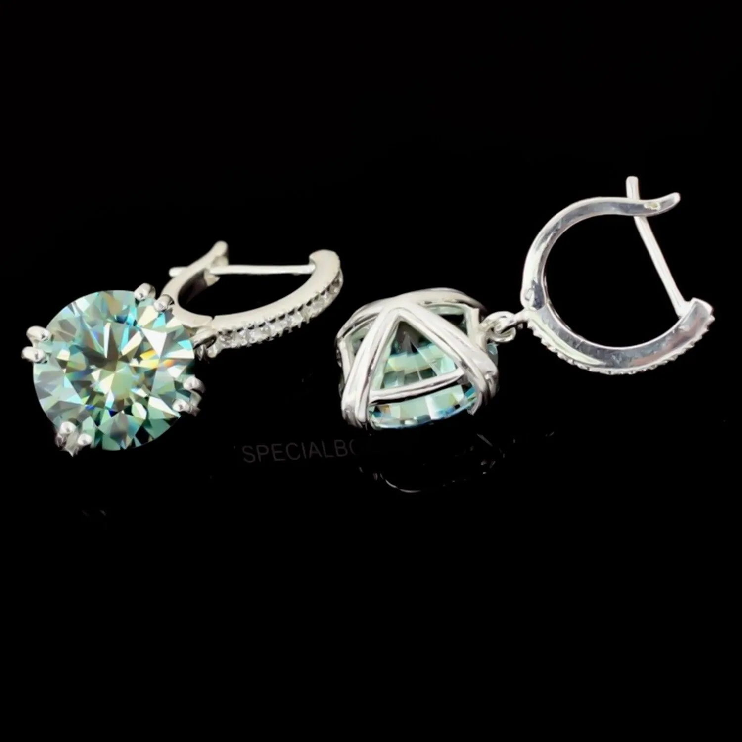 15 ct DEW Certified Blue Moissanite Dangler Earrings Gold Vermeil For Birthday - view 6