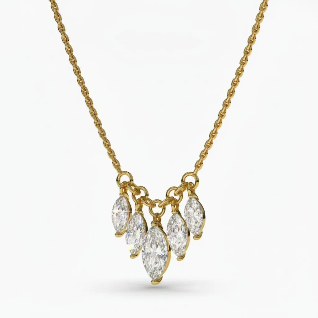 3 ct DEW Certified Marquise Cut White Moissanite Solitaire Pendant – 18K Gold Vermeil