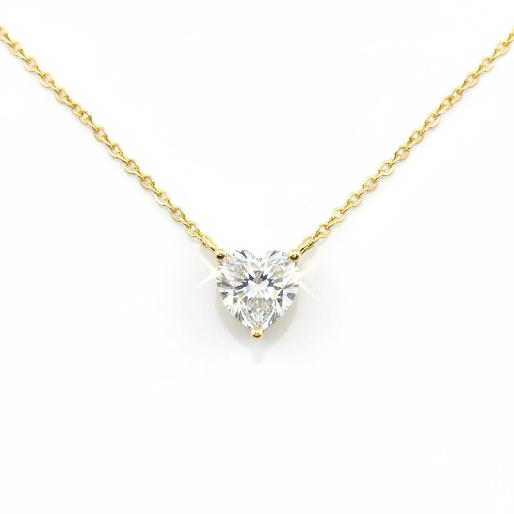 2 ct DEW Heart Shaped White Moissanite Designer Pendant In 18K Gold Plated