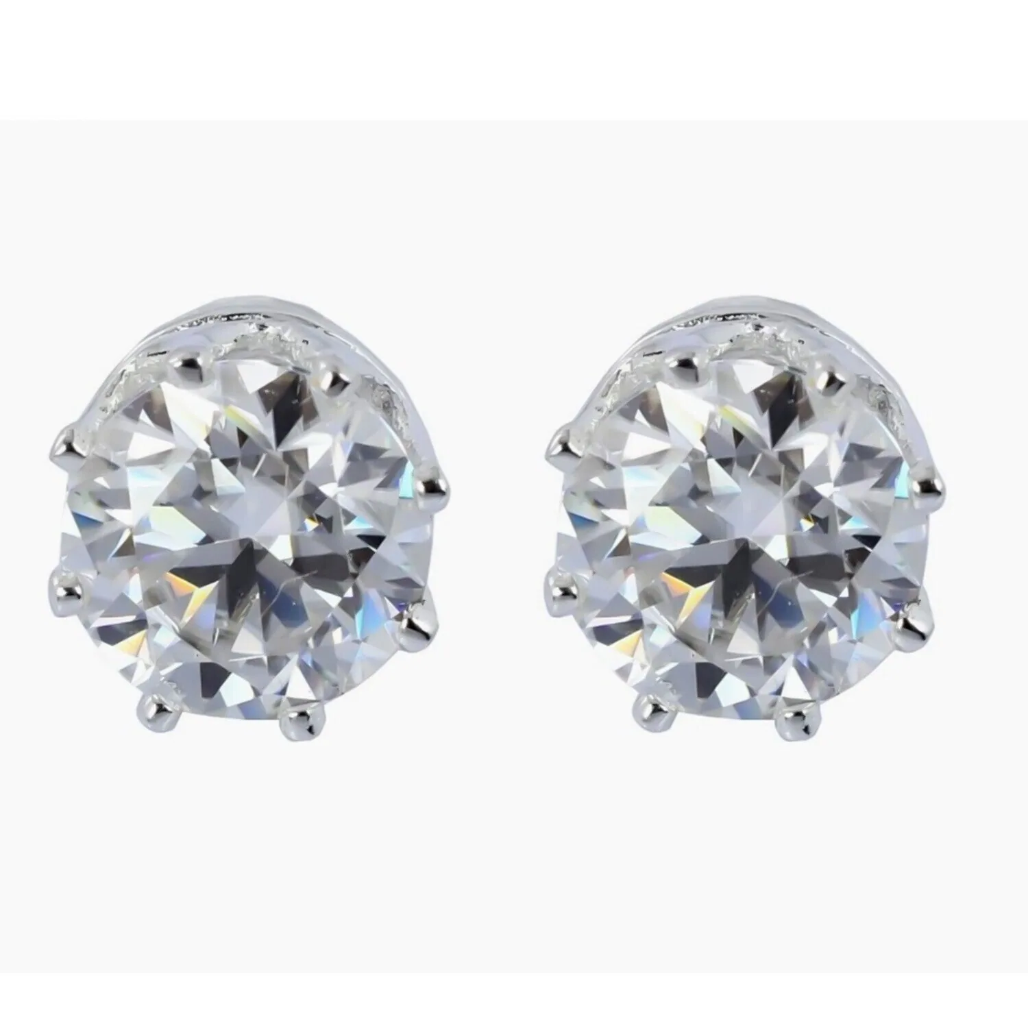 5.00 ct DEW Certified White Moissanite Solitaire Studs In Gold Vermeil