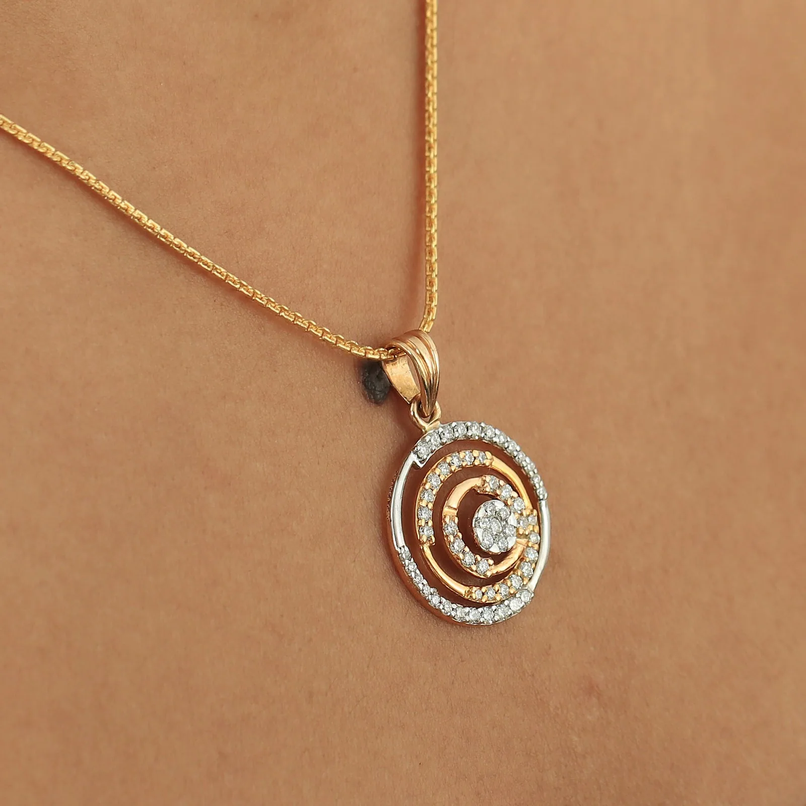 IGI Certified 0.80 Ct. Natural Diamond Necklace Pendant in 18K Gold Vermeil For Women - view 4