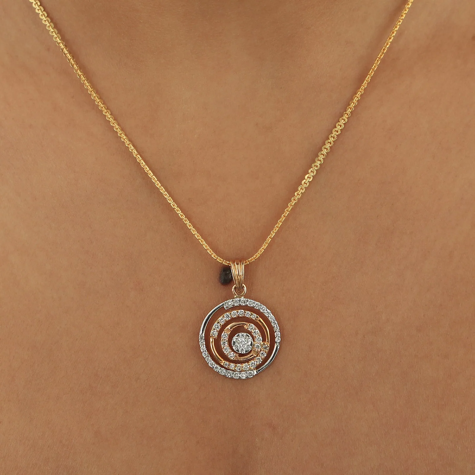 IGI Certified 0.80 Ct. Natural Diamond Necklace Pendant in 18K Gold Vermeil For Women - view 3