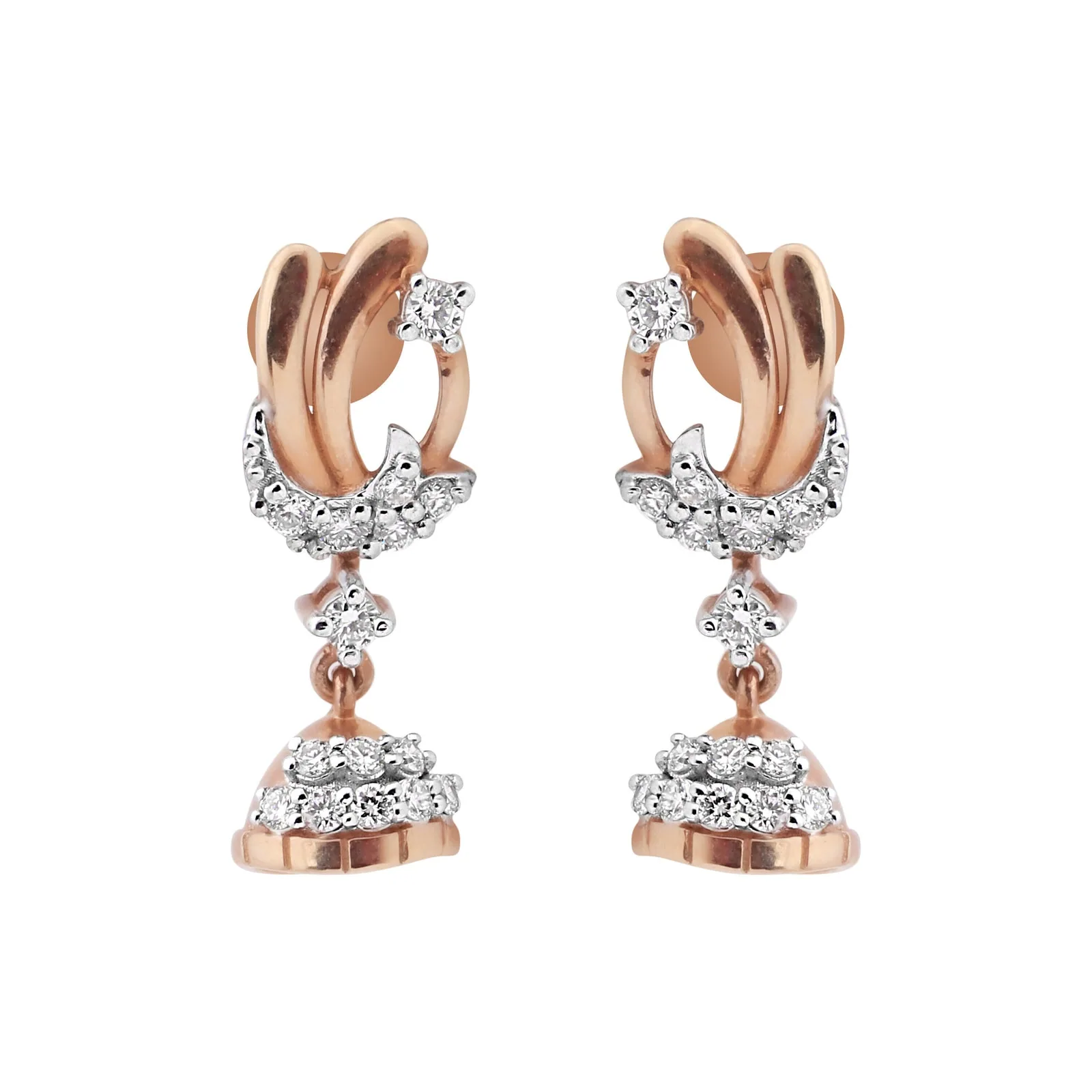 IGI Certified 0.42 Ct Natural Diamond Stud Earrings 18k Gold Tops For Jewelry